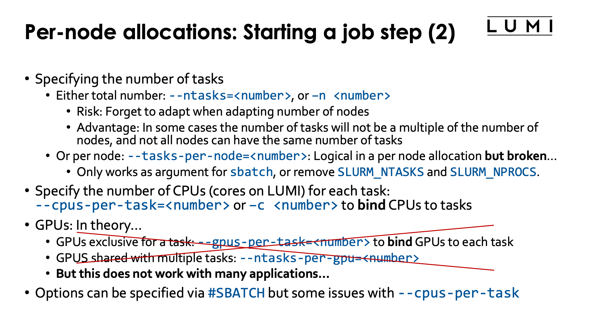 Slide Per-node allocations: Starting a job step (2)