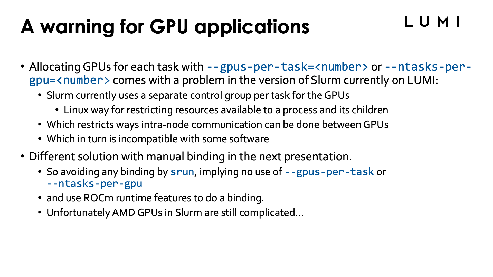 Slide Per-node allocations: A warning for GPU applications