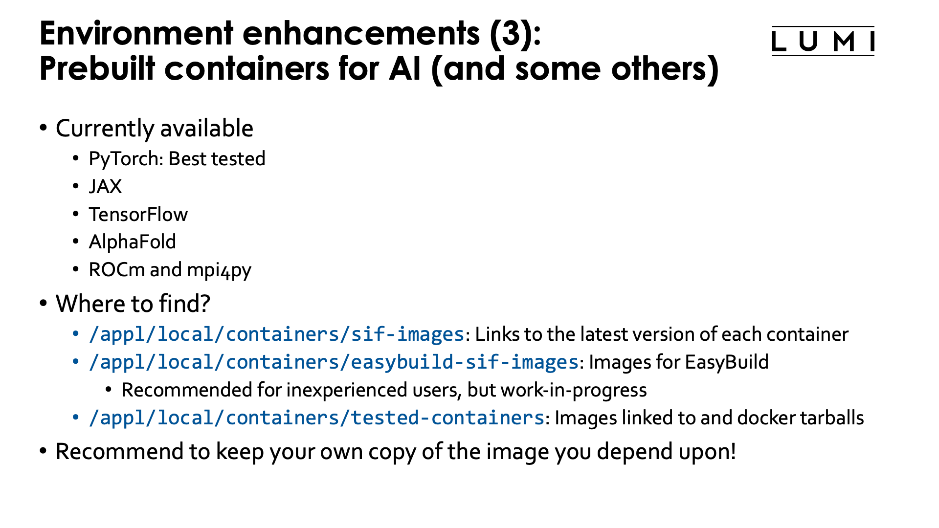 Environment enhancements (3): Prebuilt AI containers
