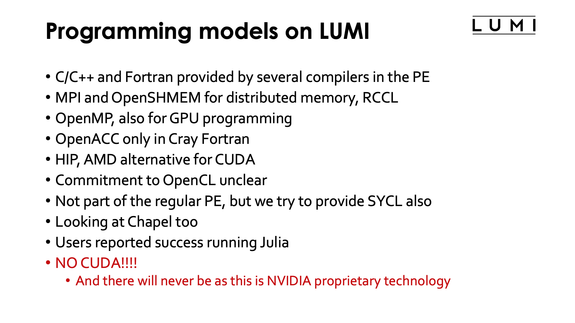 Slide Programming models