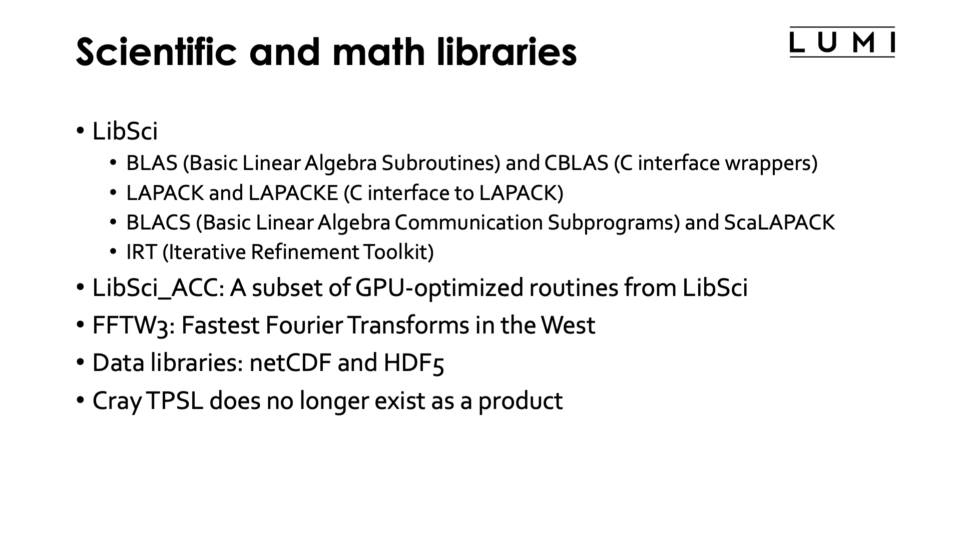 Slide Scientific and math libraries