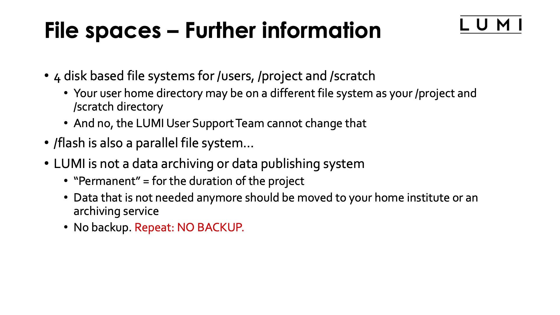 Slide File Spaces Further Information