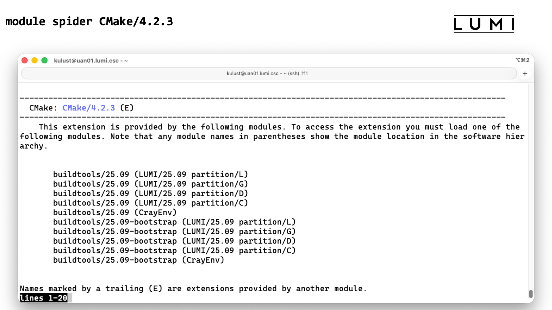 module spider CMake/4.2.3