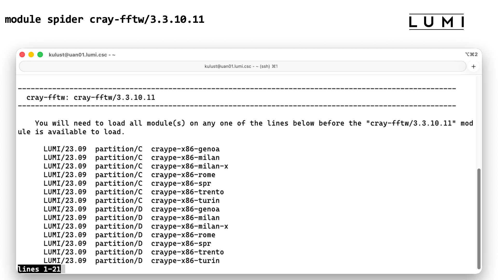 module spider cray-fftw/3.3.10.11