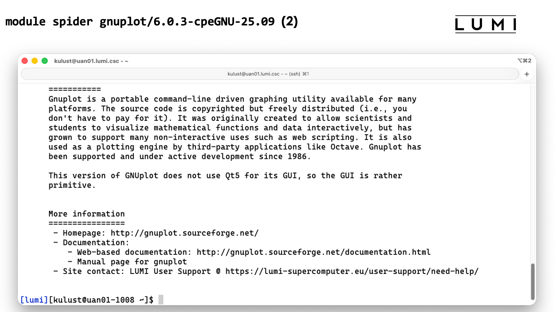 module spider gnuplot/6.0.3-cpeGNU-25.09 screen 2