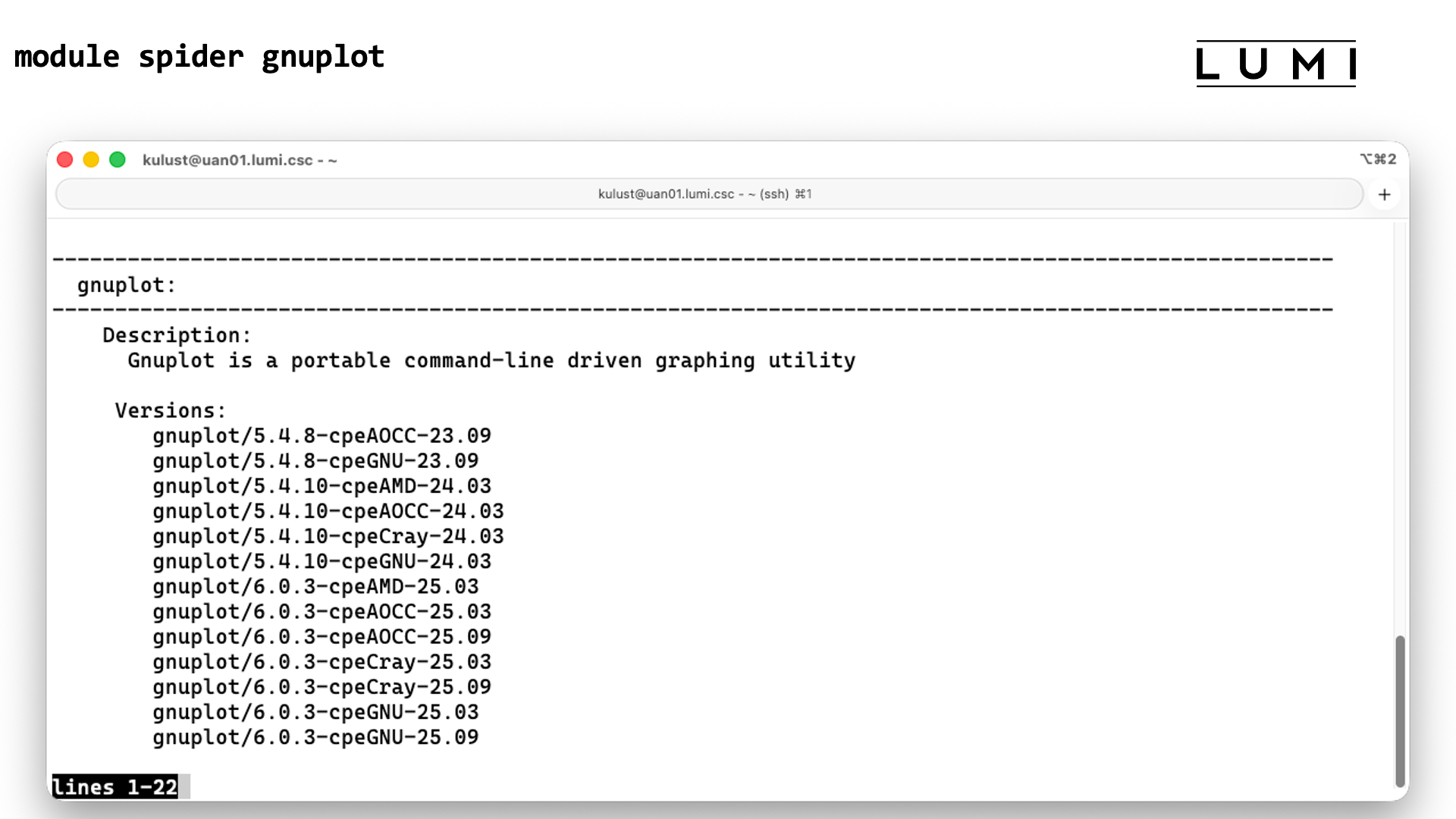 module spider GNUplot screen 1