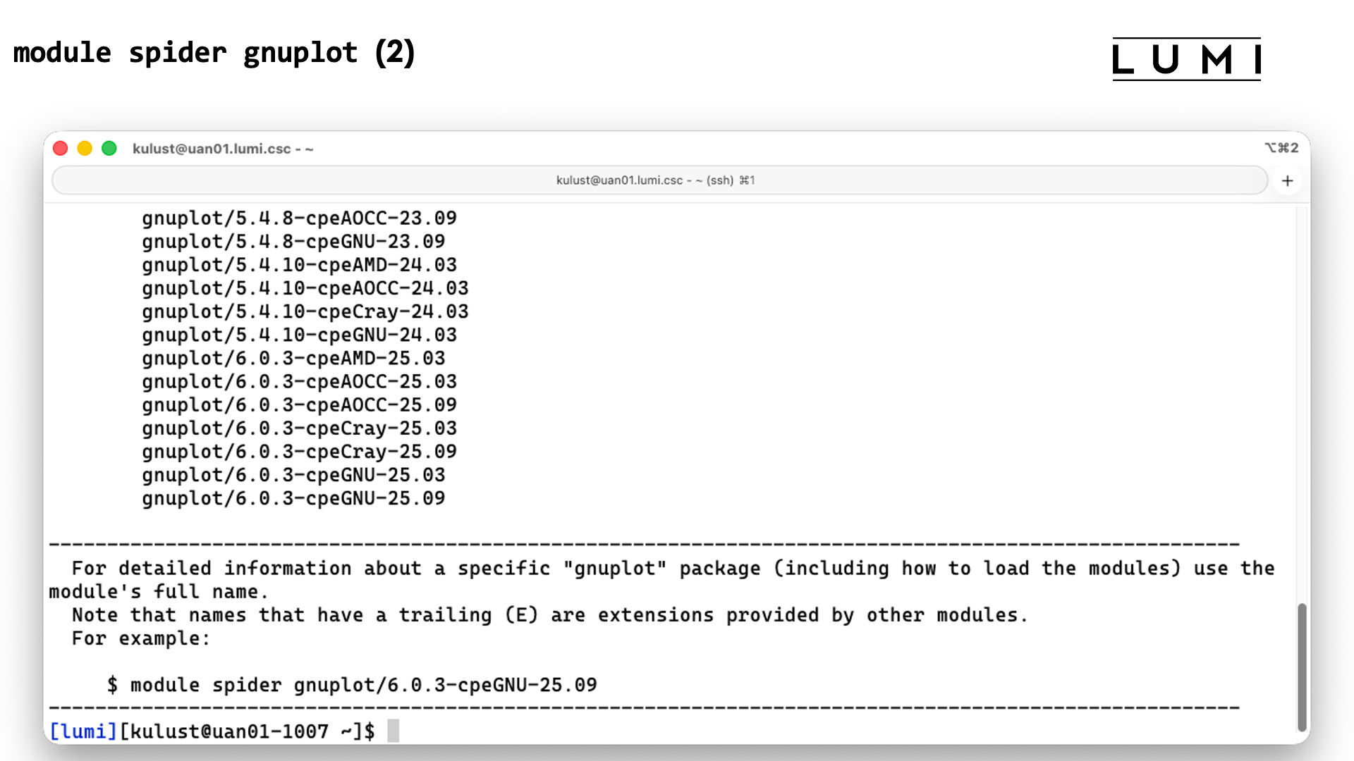 module spider GNUplot screen 2