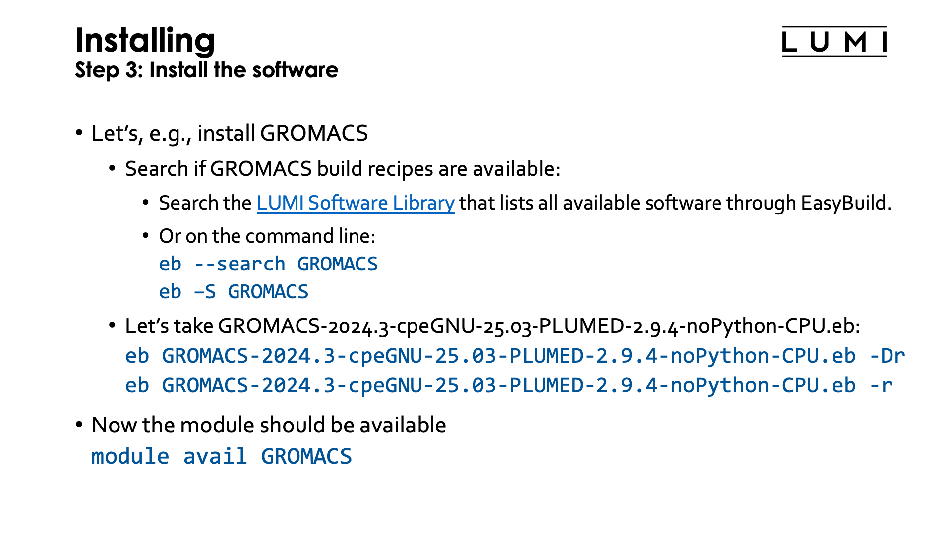 Installing: Install the software