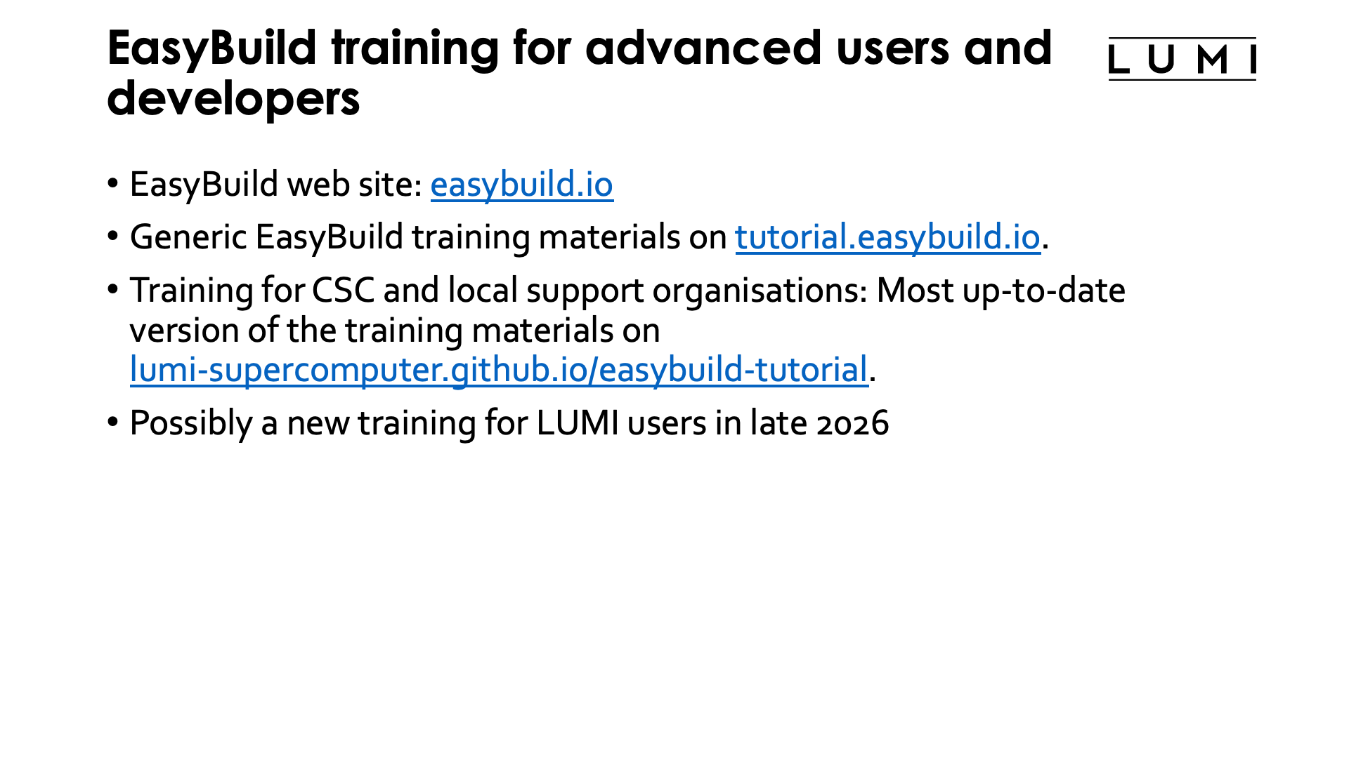EasyBuild training