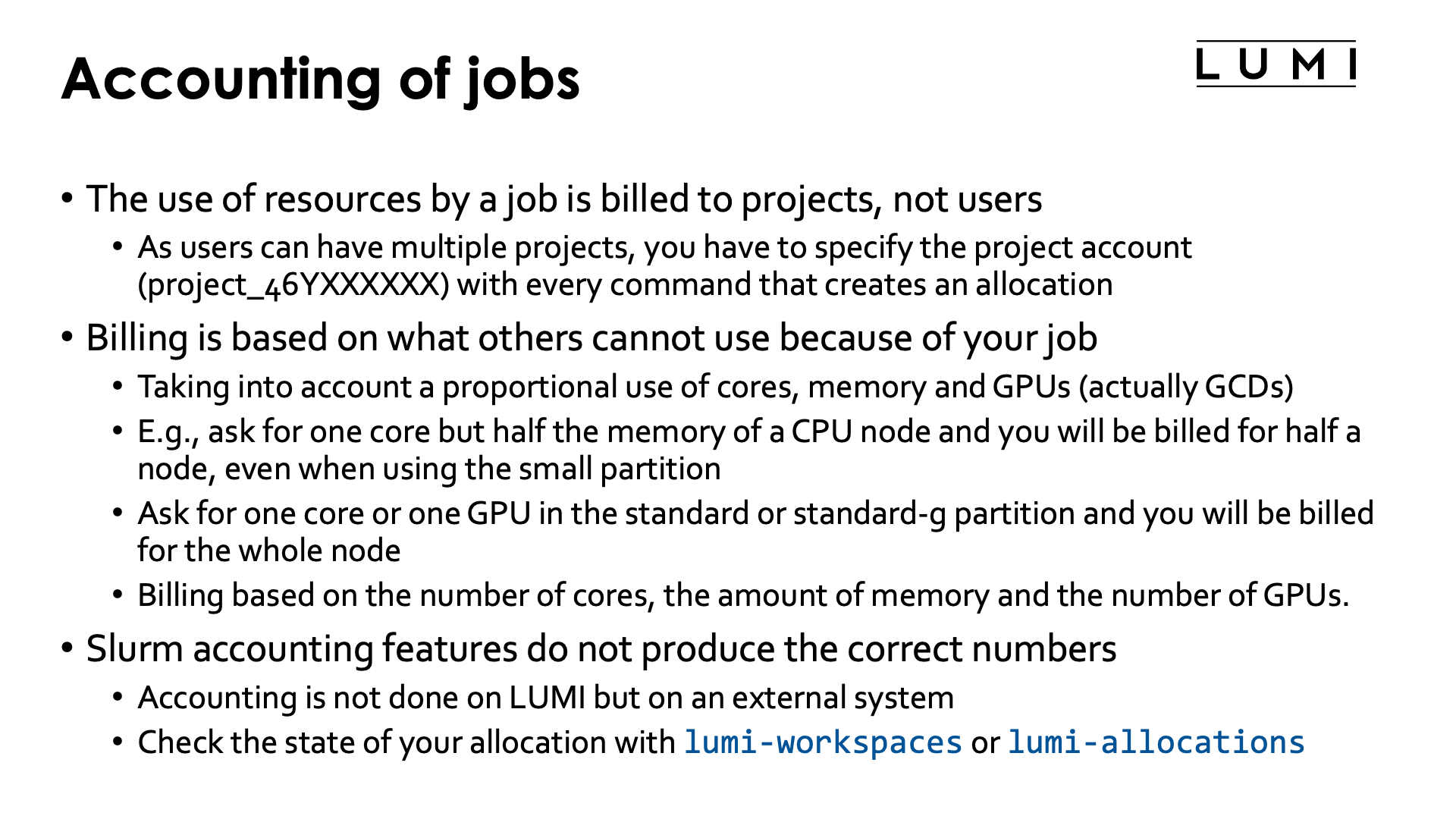 Slide Accounting of jobs
