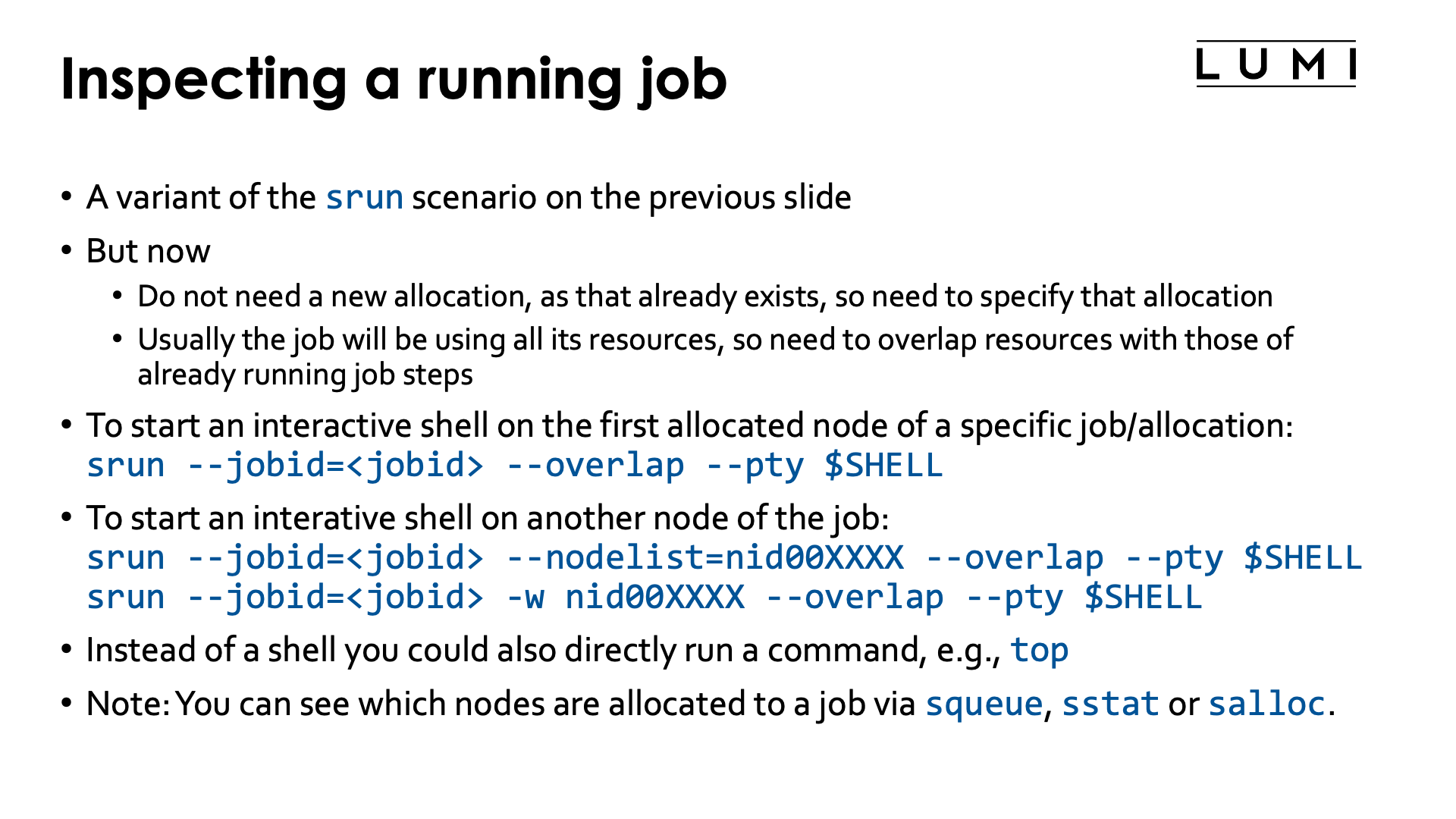 Slide Inpecting a running job