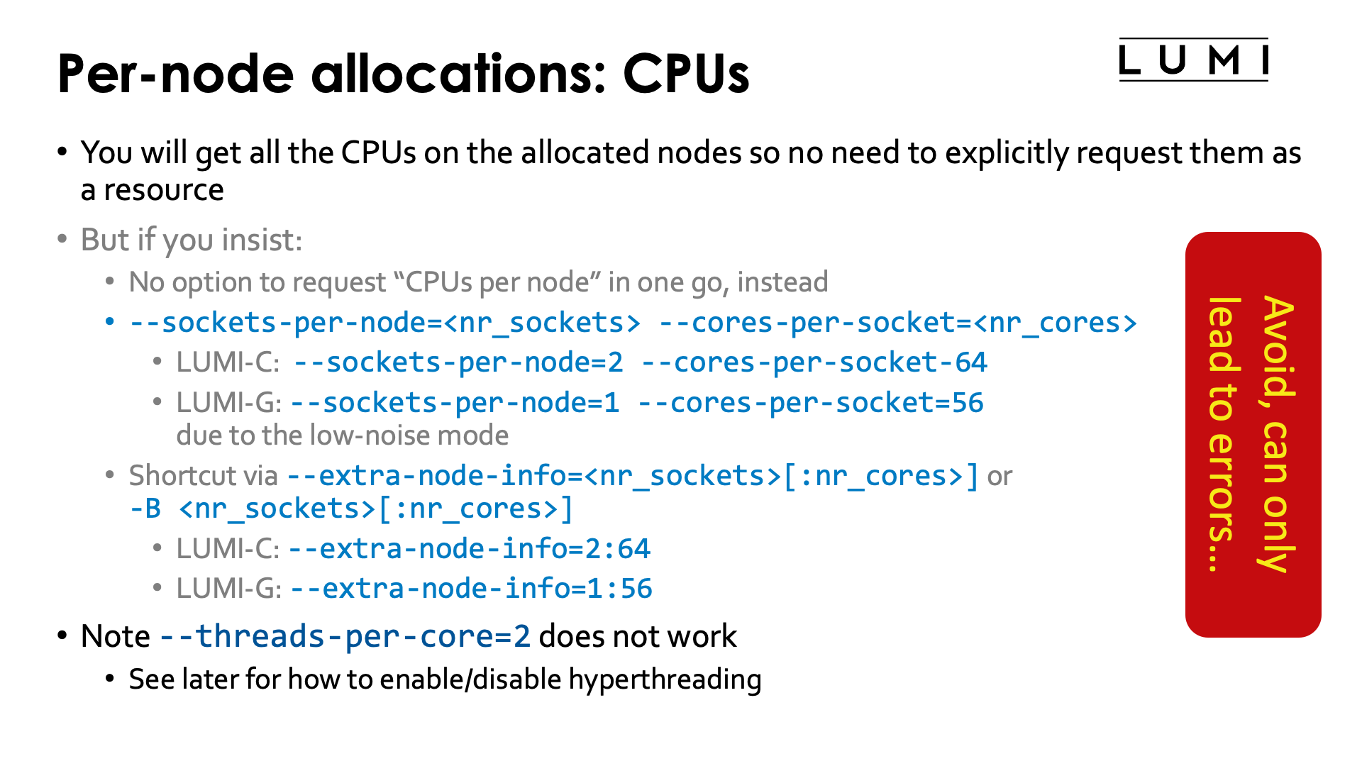 Slide Per-node allocations: CPUs