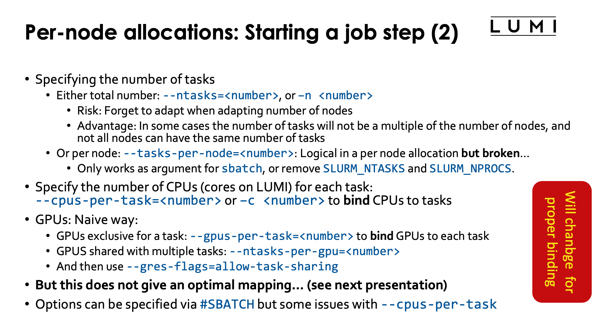 Slide Per-node allocations: Starting a job step (2)