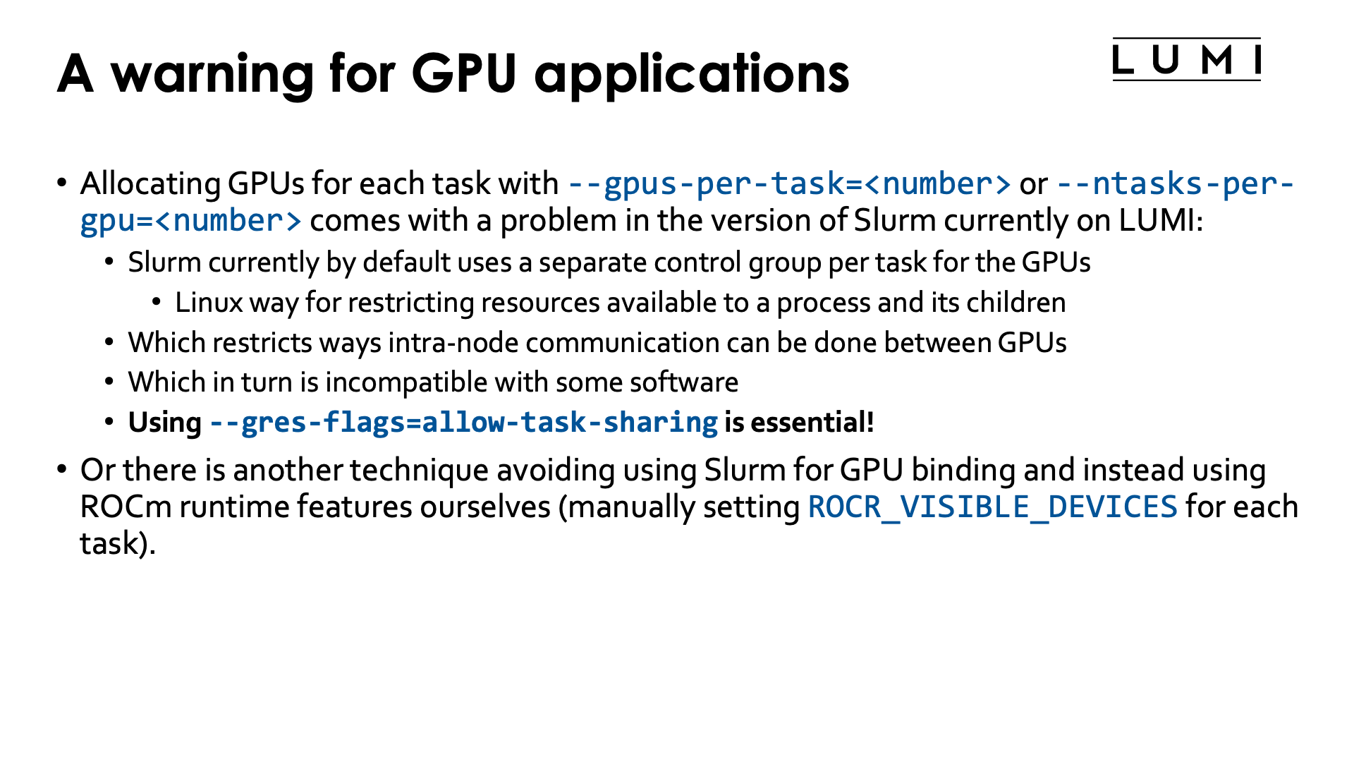 Slide Per-node allocations: A warning for GPU applications