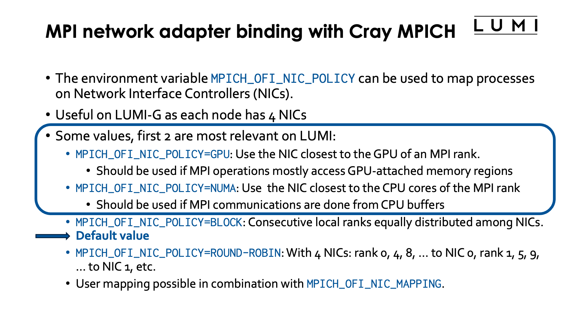 Slide MPI network adapter binding with Cray MPICH