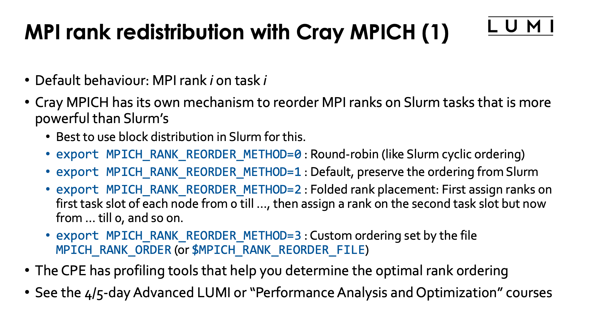 Slide MPI rank redistribution with Cray MPICH (1)