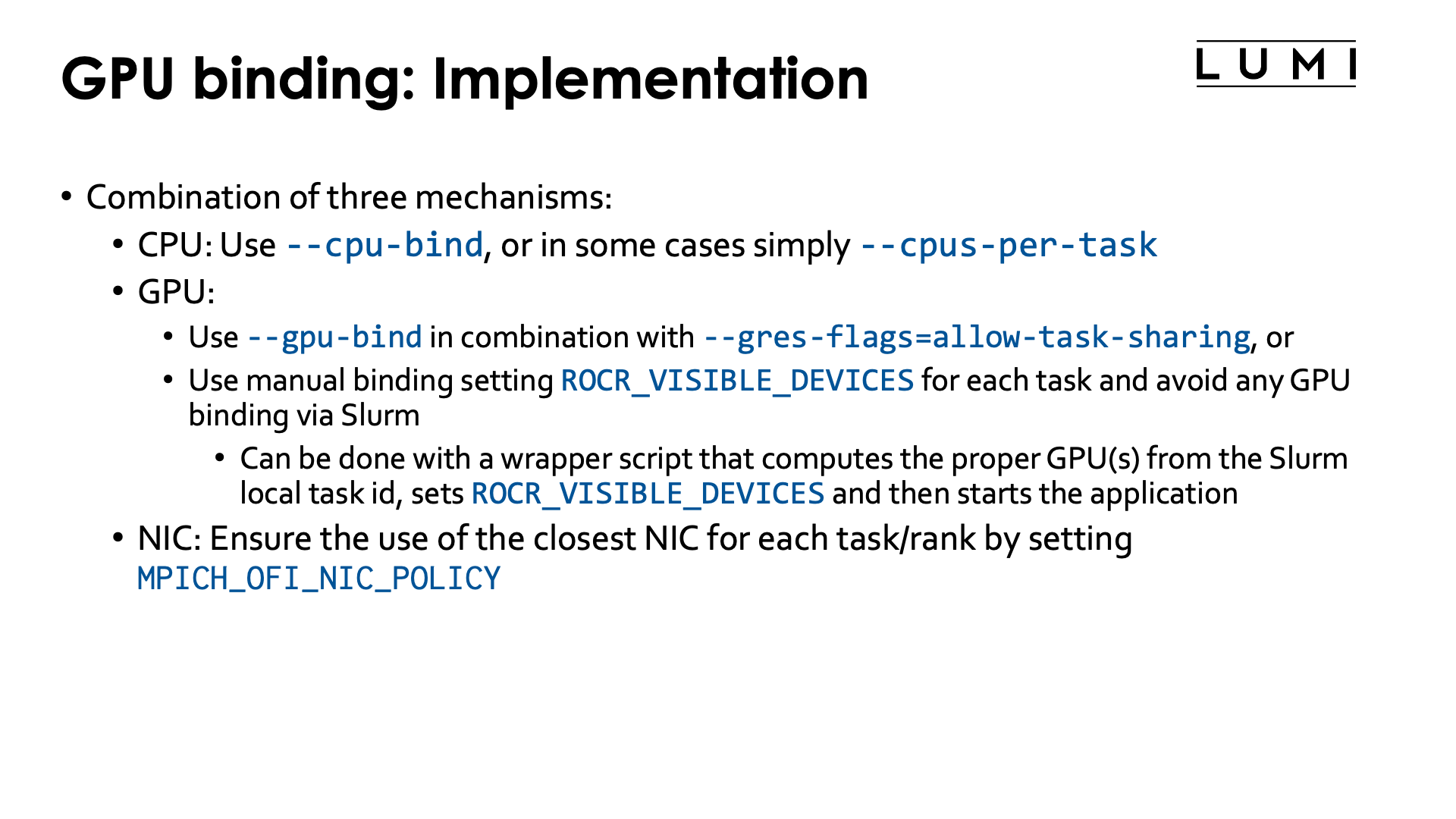 Slide GPU binding: Implementation