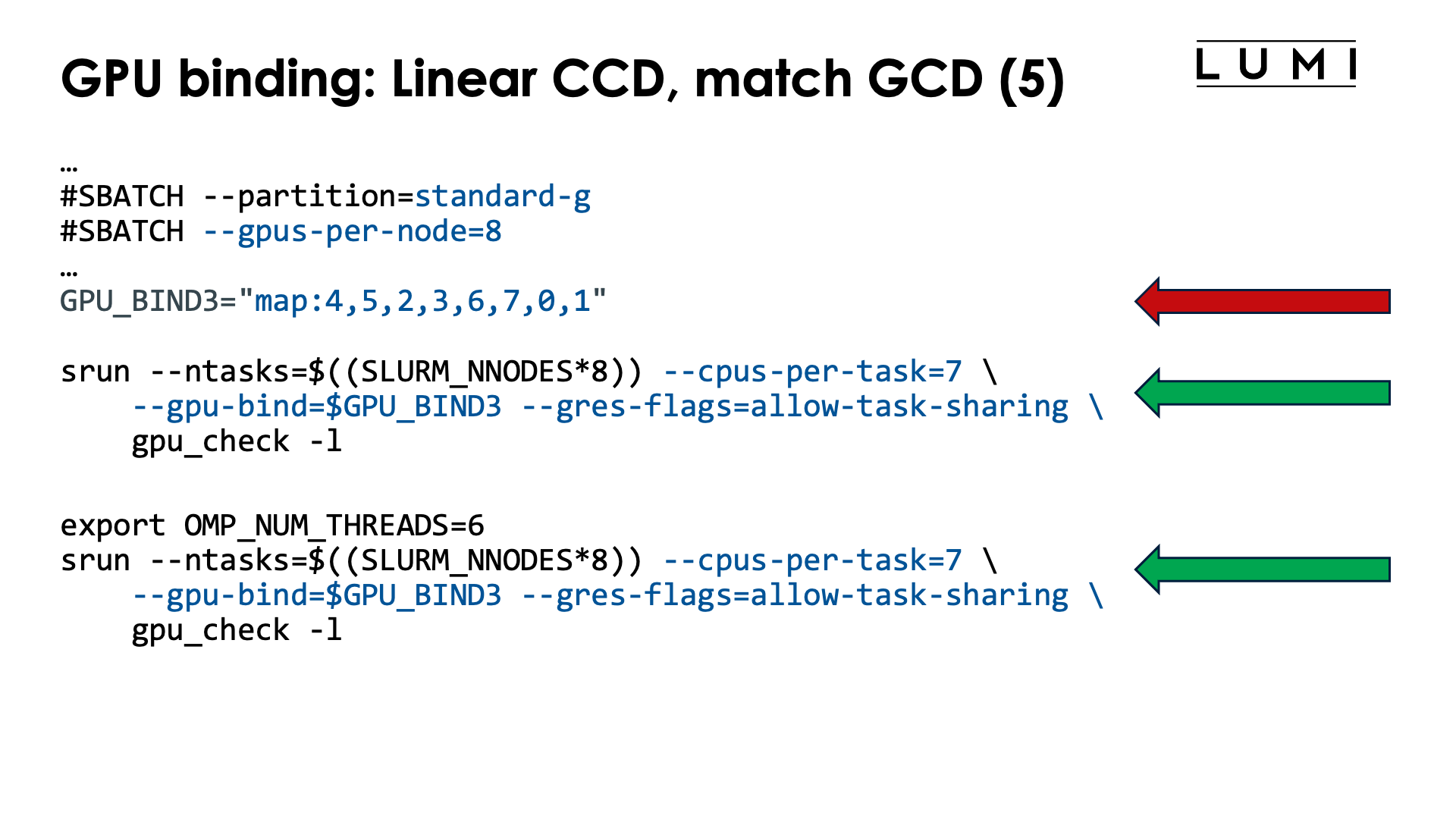 Slide GPU binding: Implementation: Linear CCD, match GCD, with cpus-per-task
