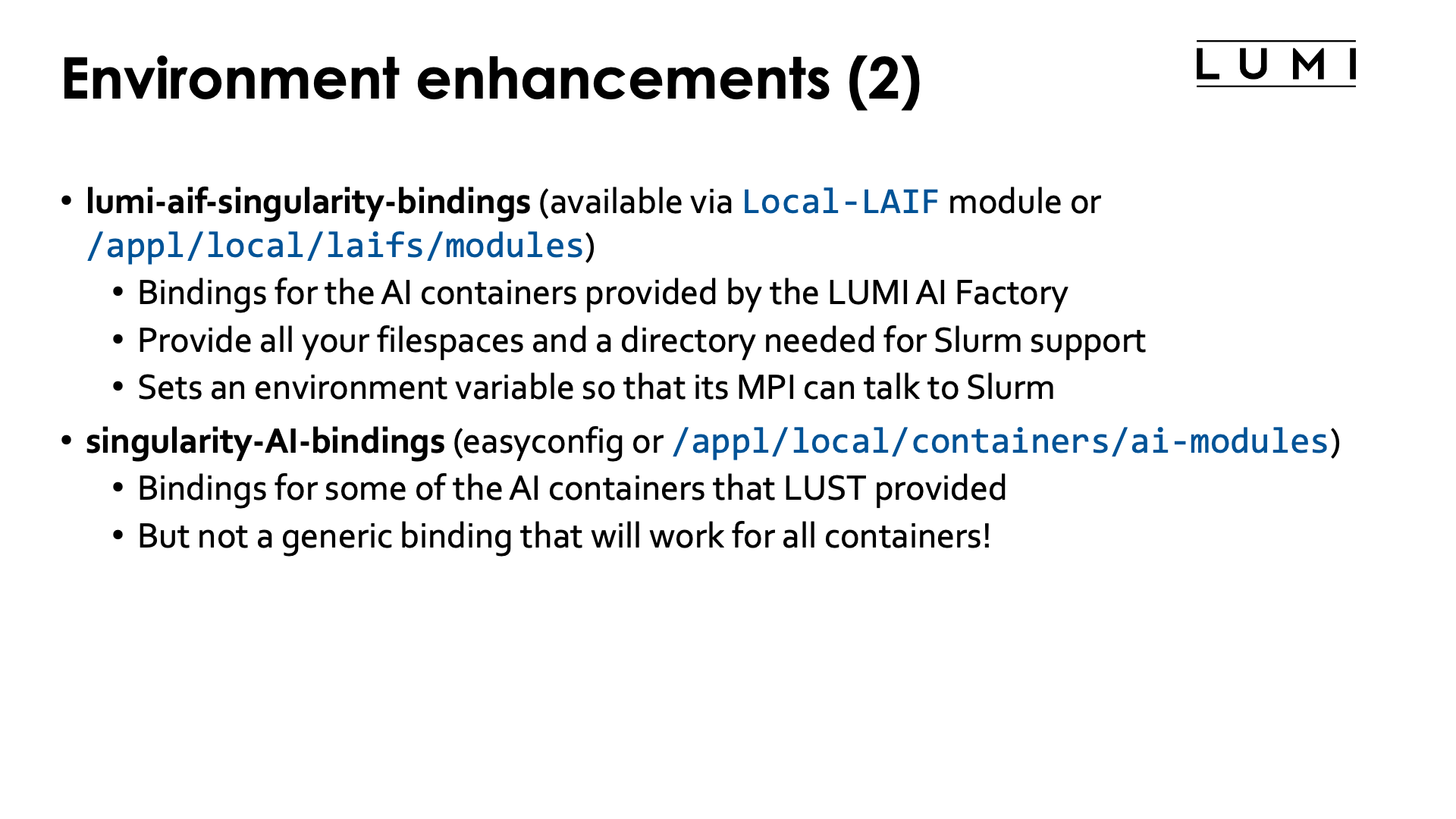 Environment enhancements (2)