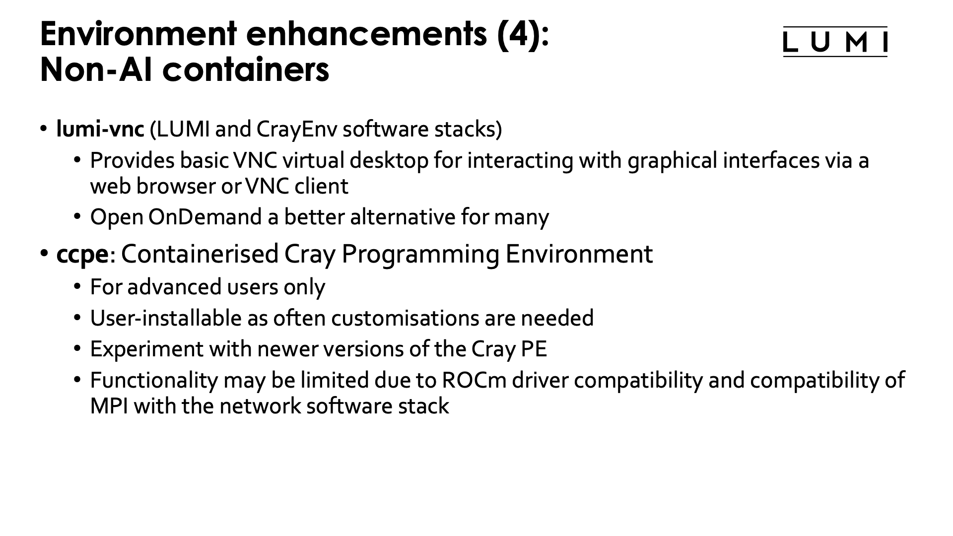 Environment enhancements (4)