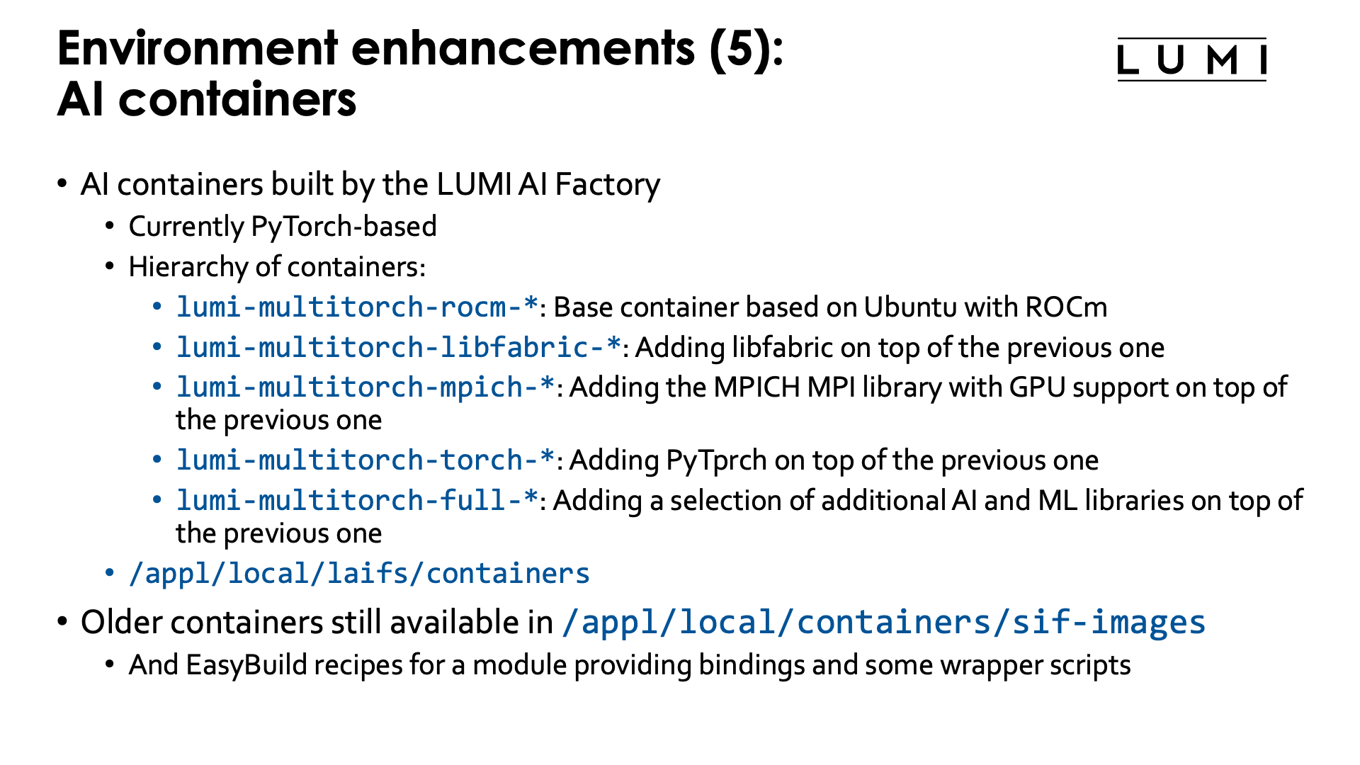 Environment enhancements (5)