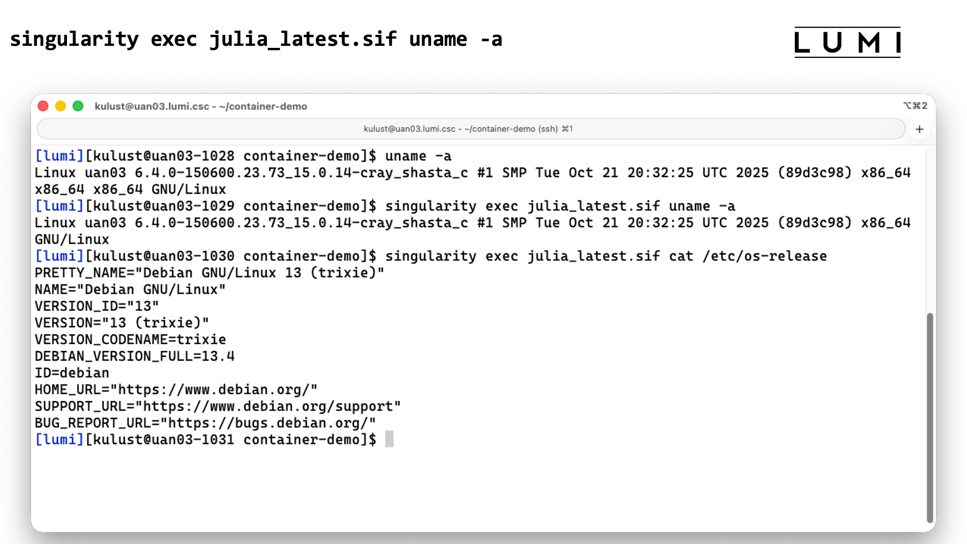 Demo singularity exec
