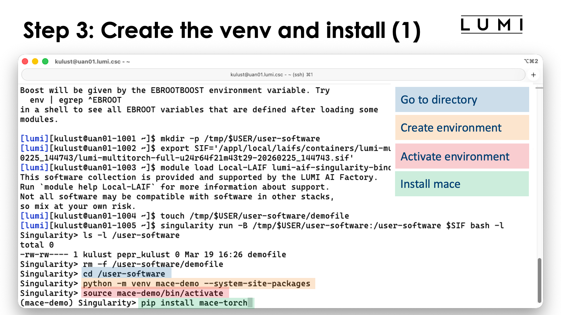 Step 3: Create the virtual directory and install the packages (1)