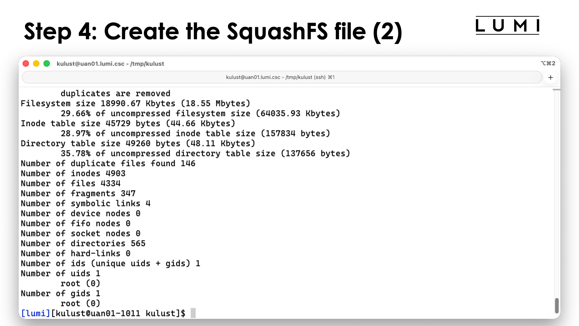 Step 4: Creating the SquashFS file (2)