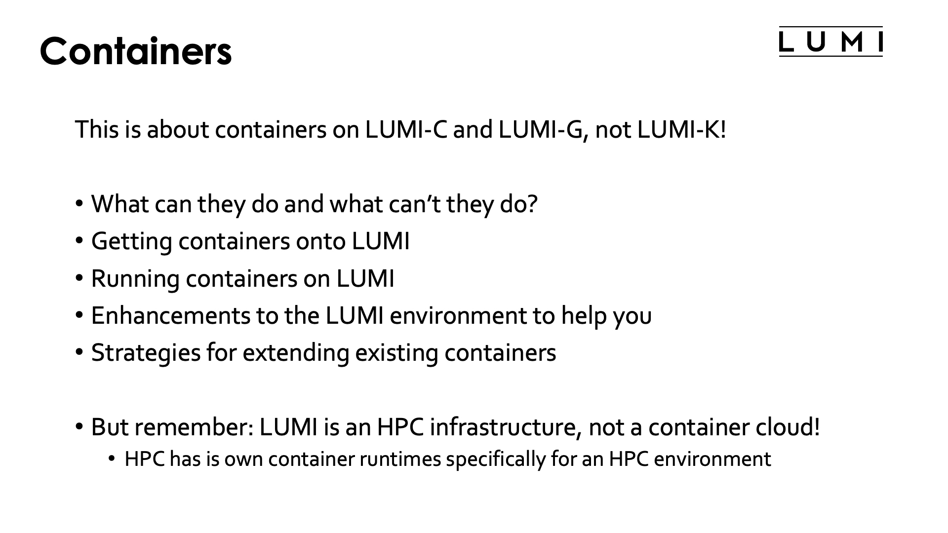 Containers on LUMI