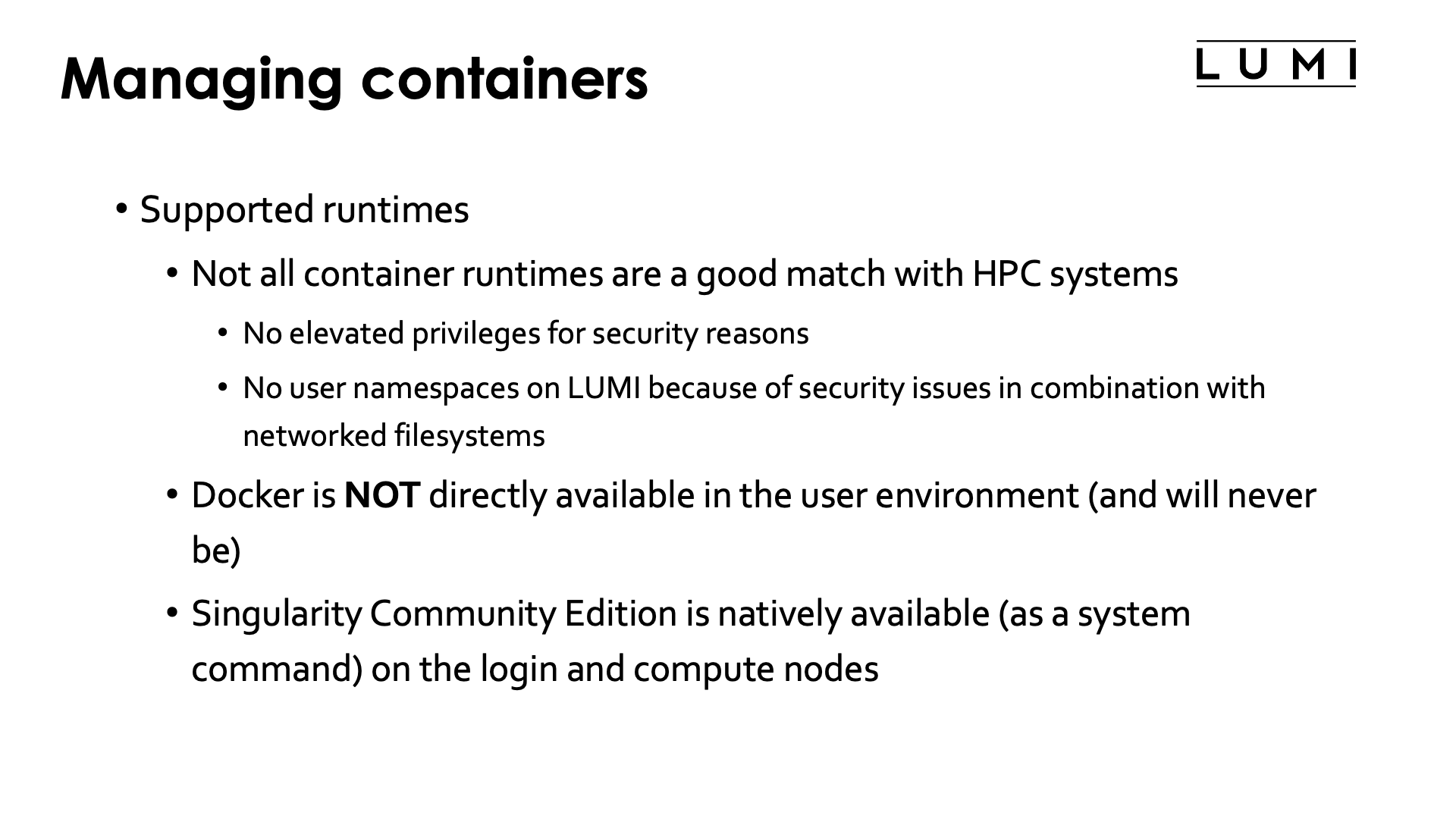 Managing containers