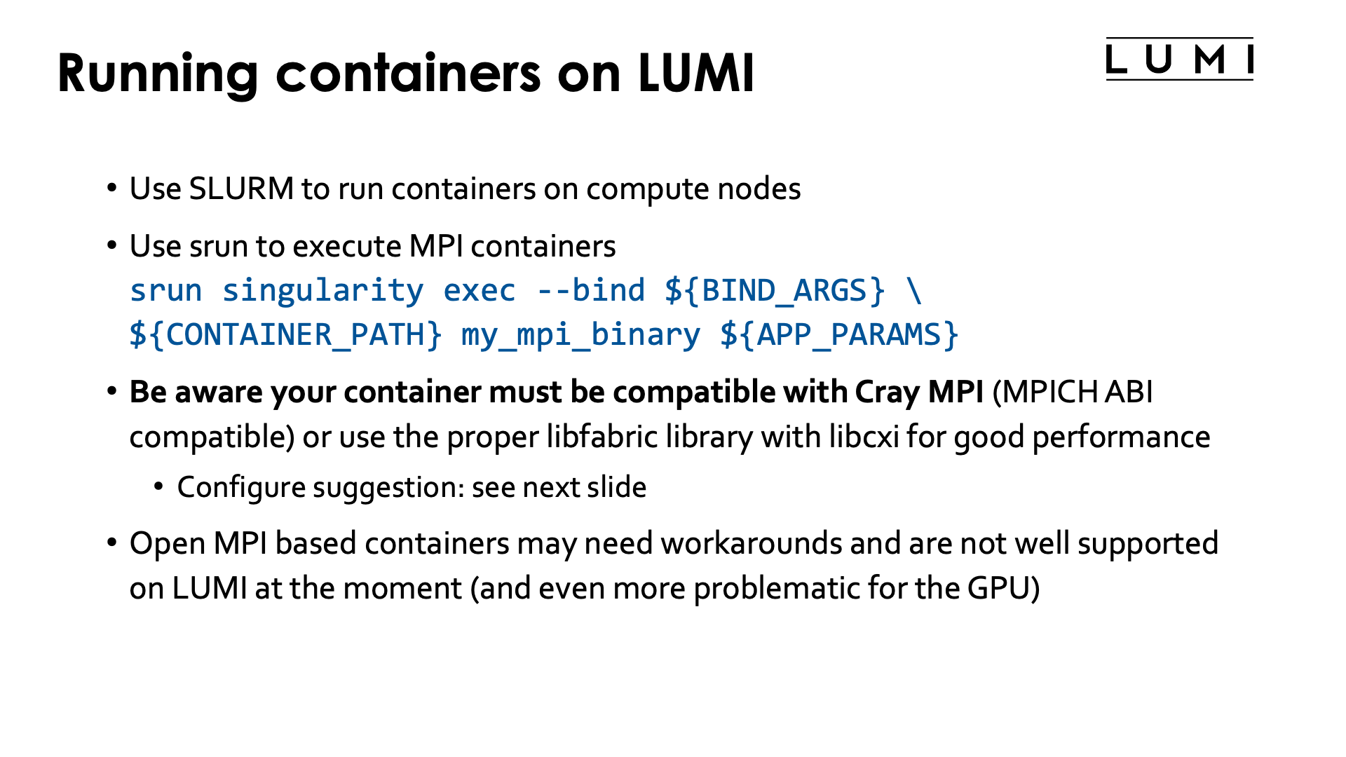 /running containers on LUMI