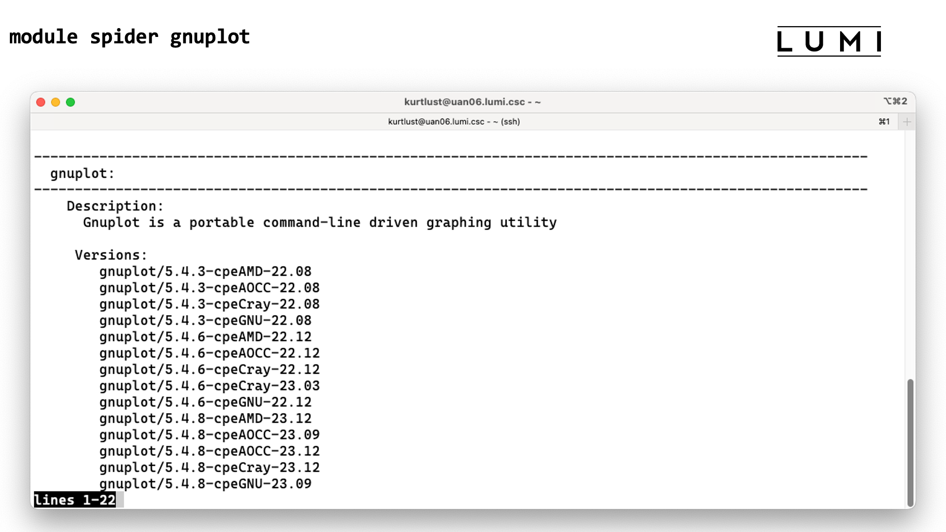 module spider GNUplot screen 1