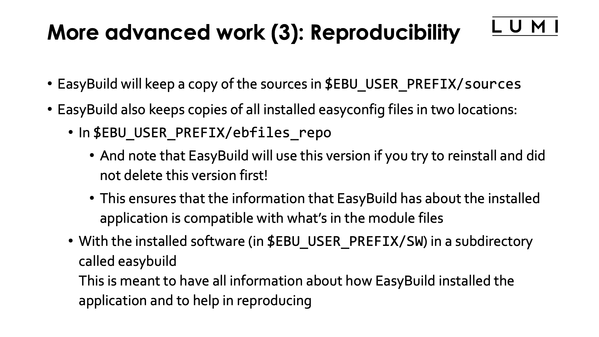 More advanced work (3): Reproducibility