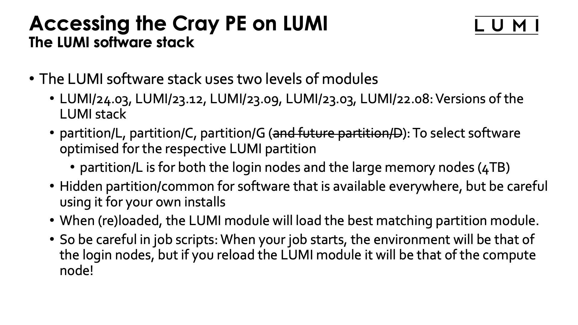 Accessing the Cray PE on LUMI slide 3