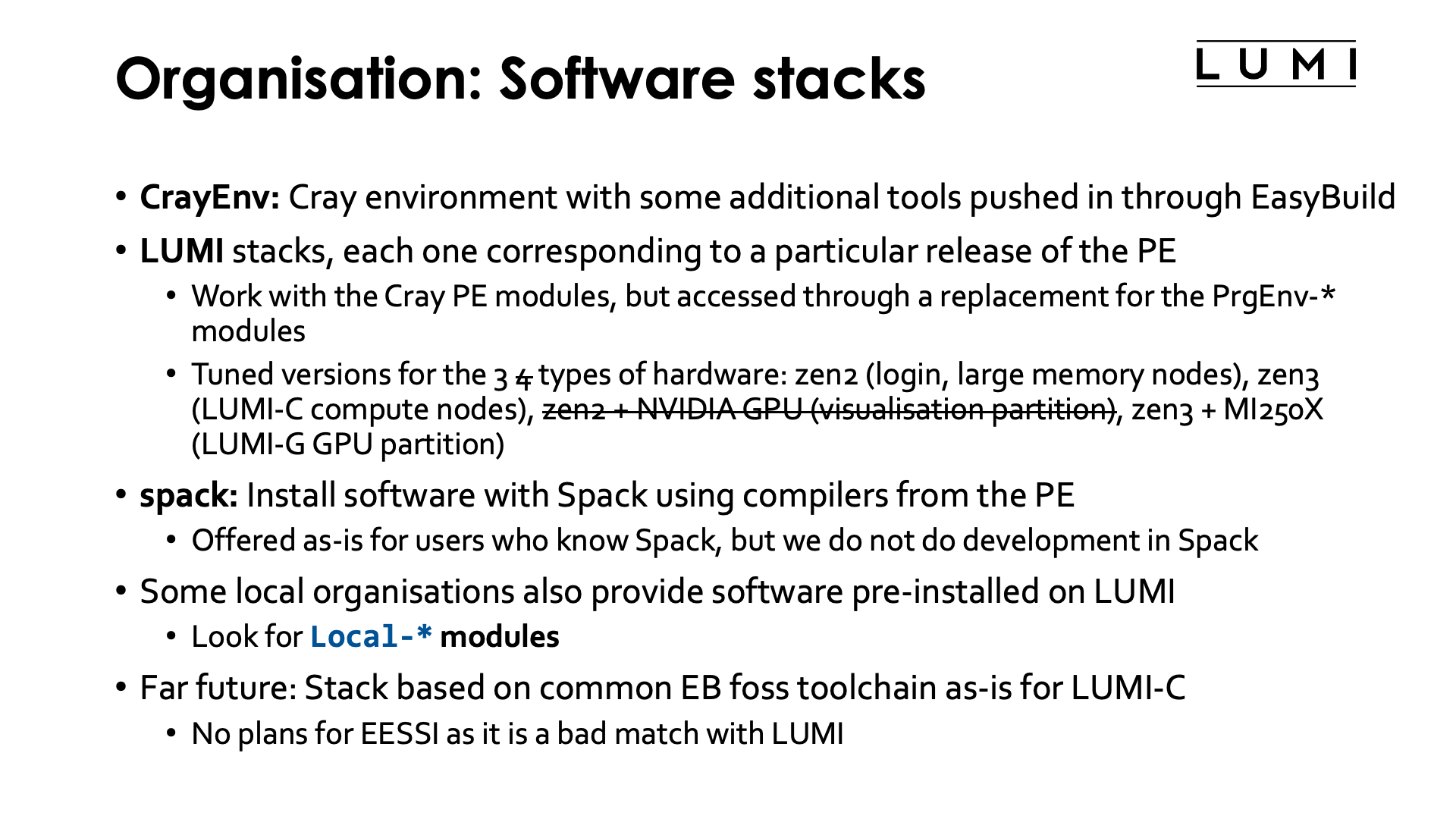 Organisation"Software Stacks