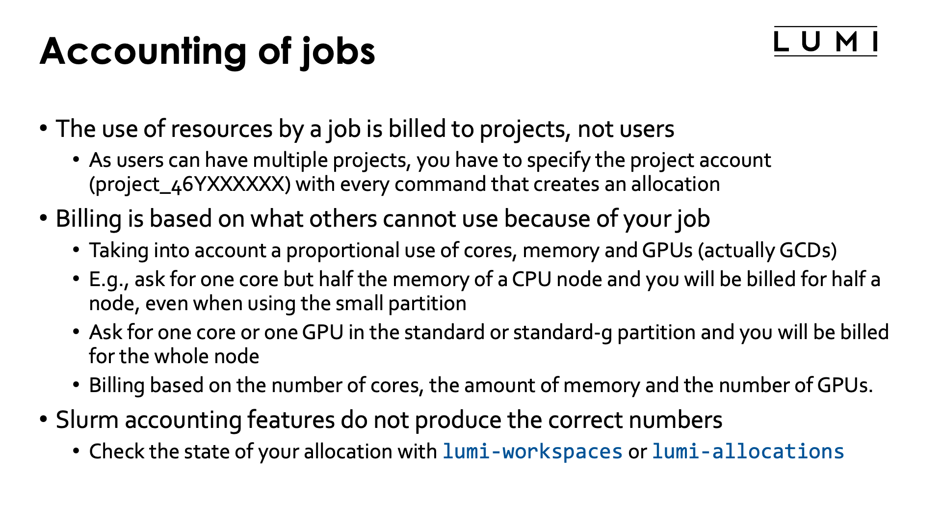 Slide Accounting of jobs