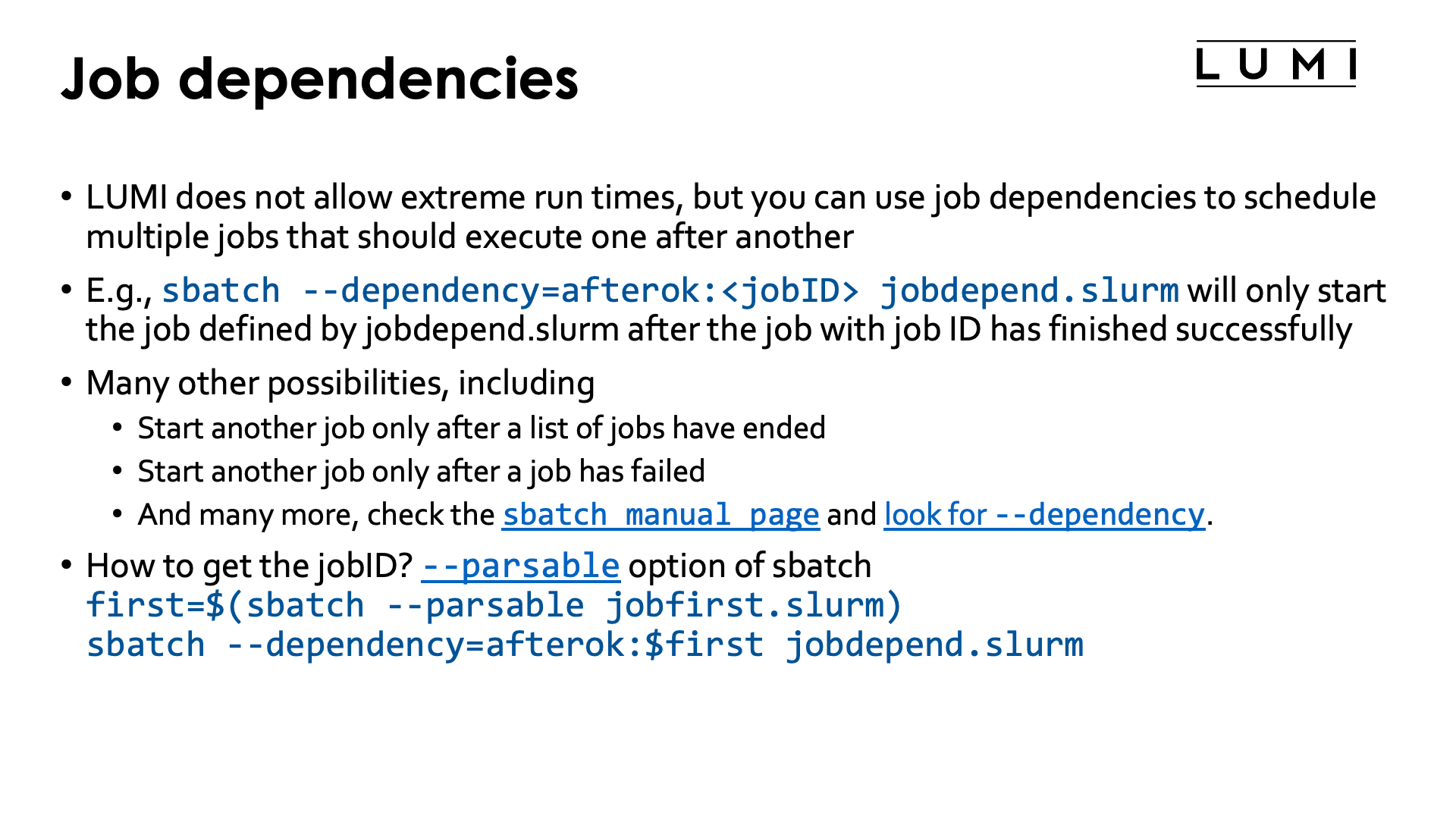 Slide Job dependencies