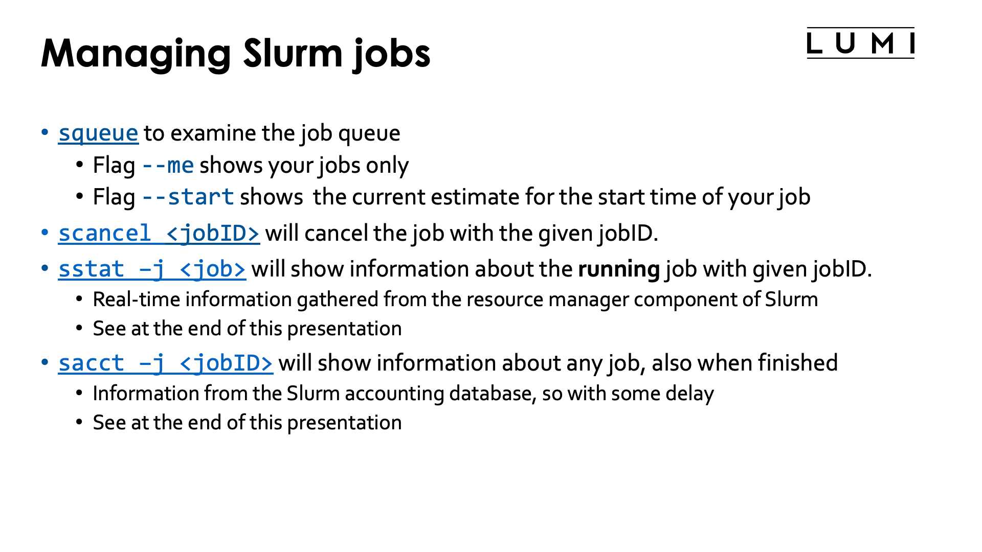 Slide MAnaging Slurm jobs