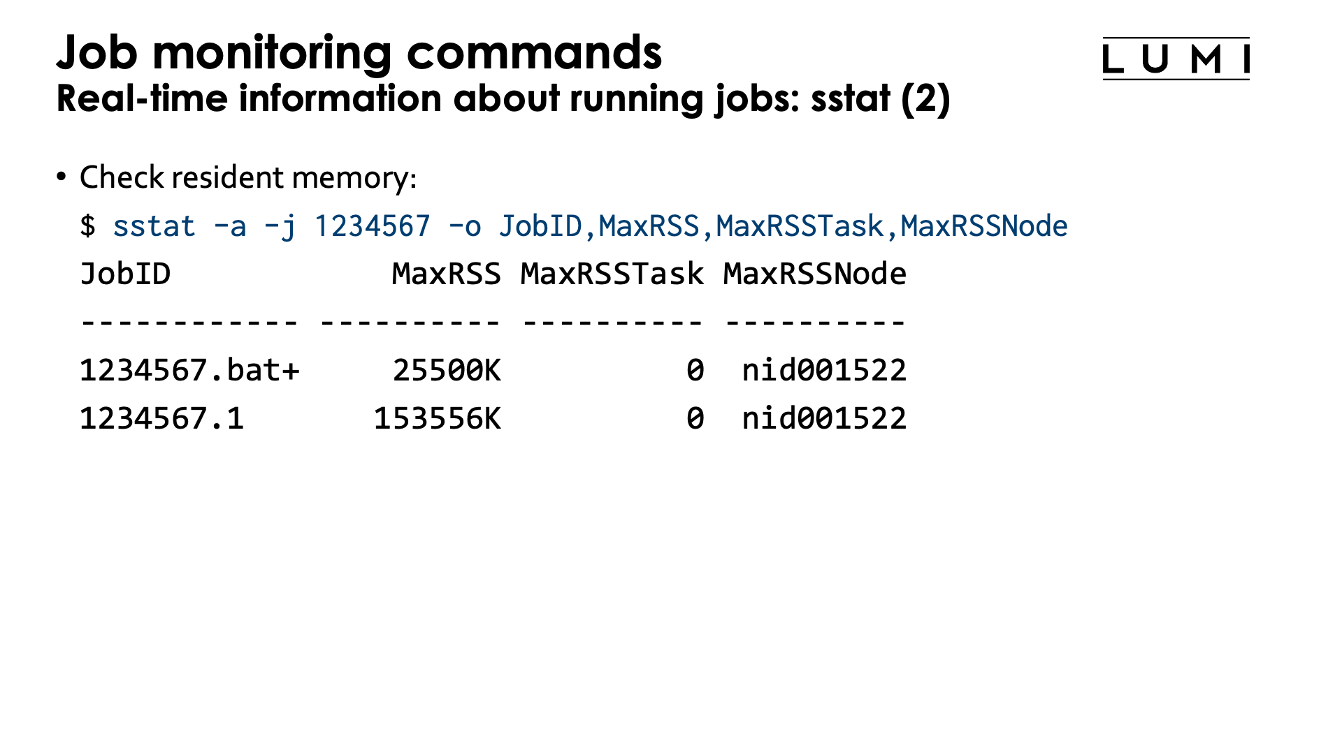 Slide Job monitoring with sstat 2