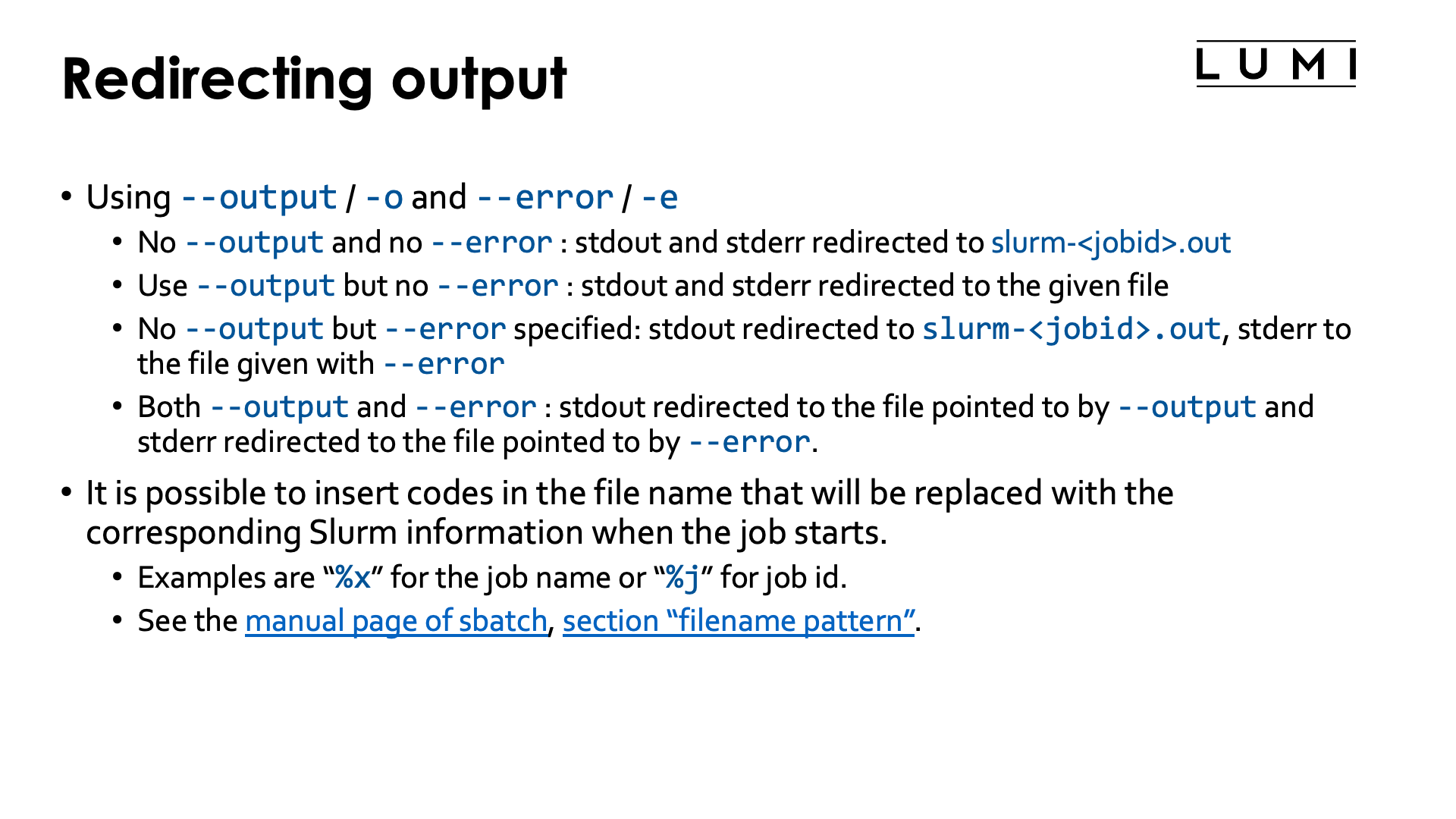 Slide Redirecting output