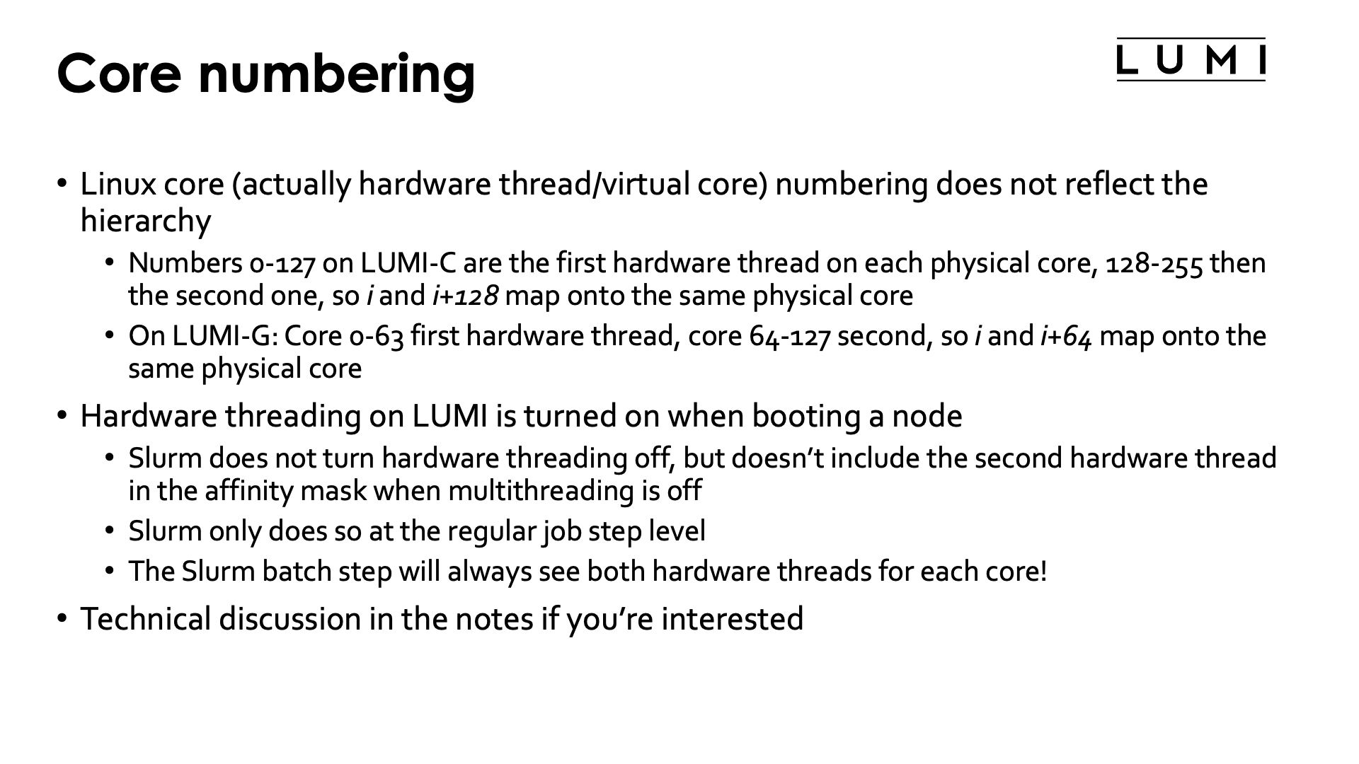 Slide Core numbering