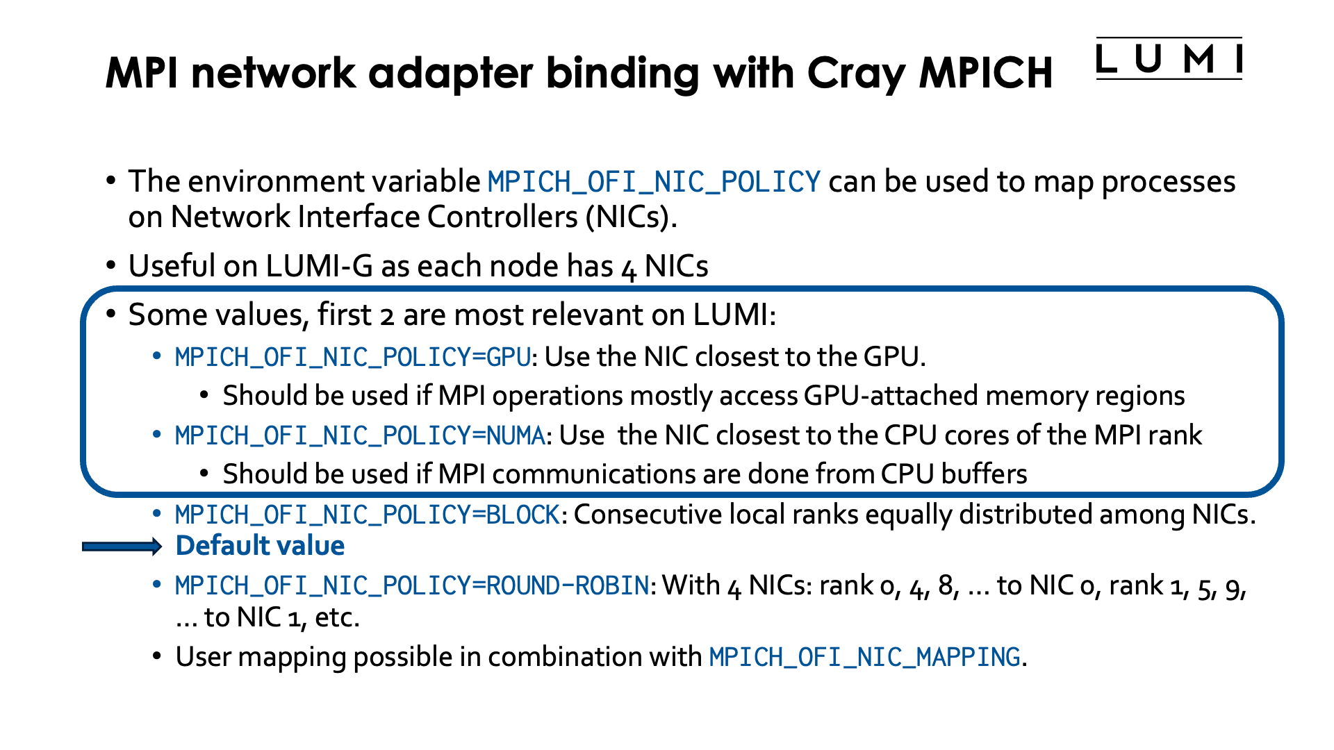 Slide MPI network adapter binding with Cray MPICH