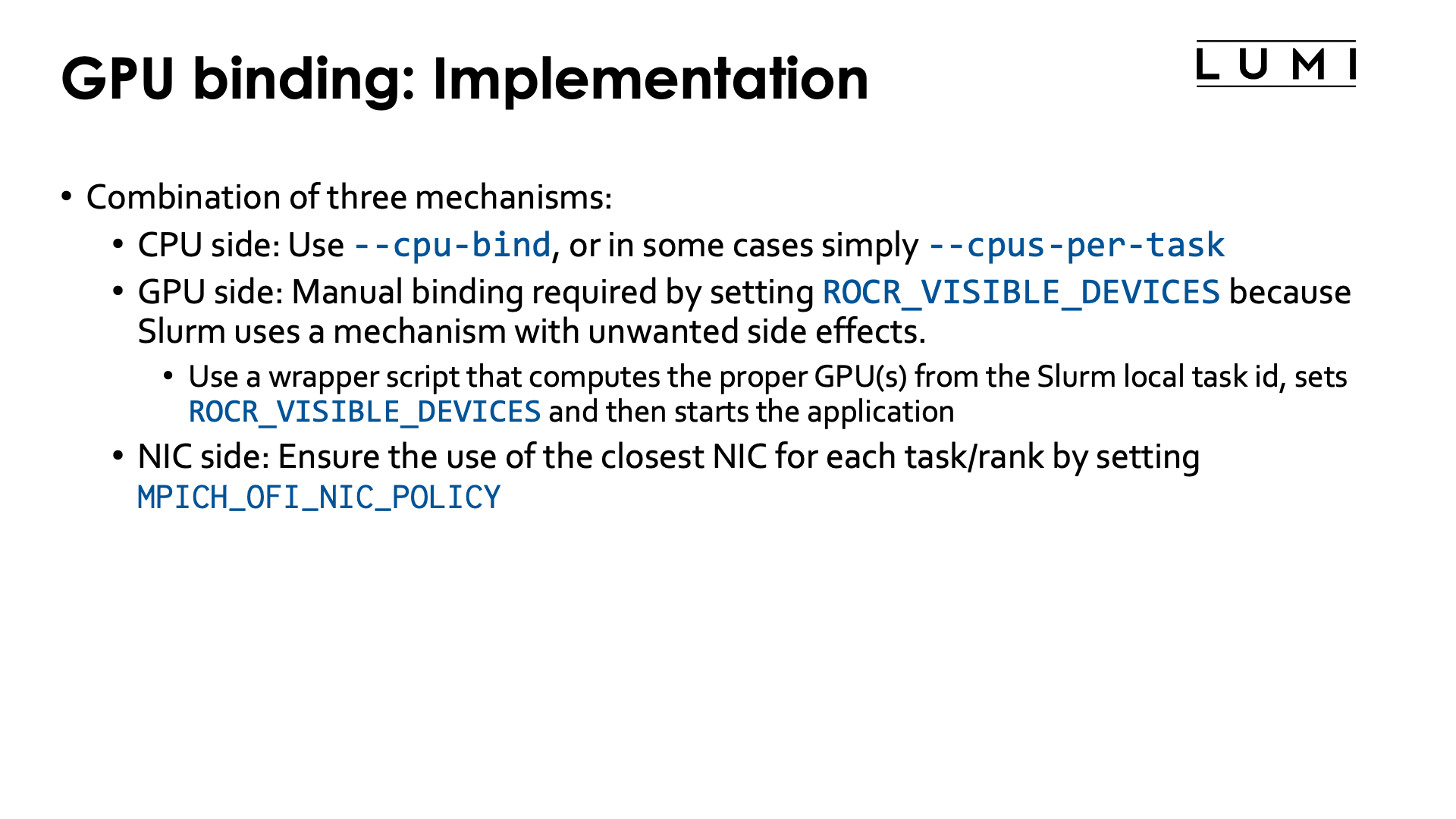 Slide GPU binding: Implementation