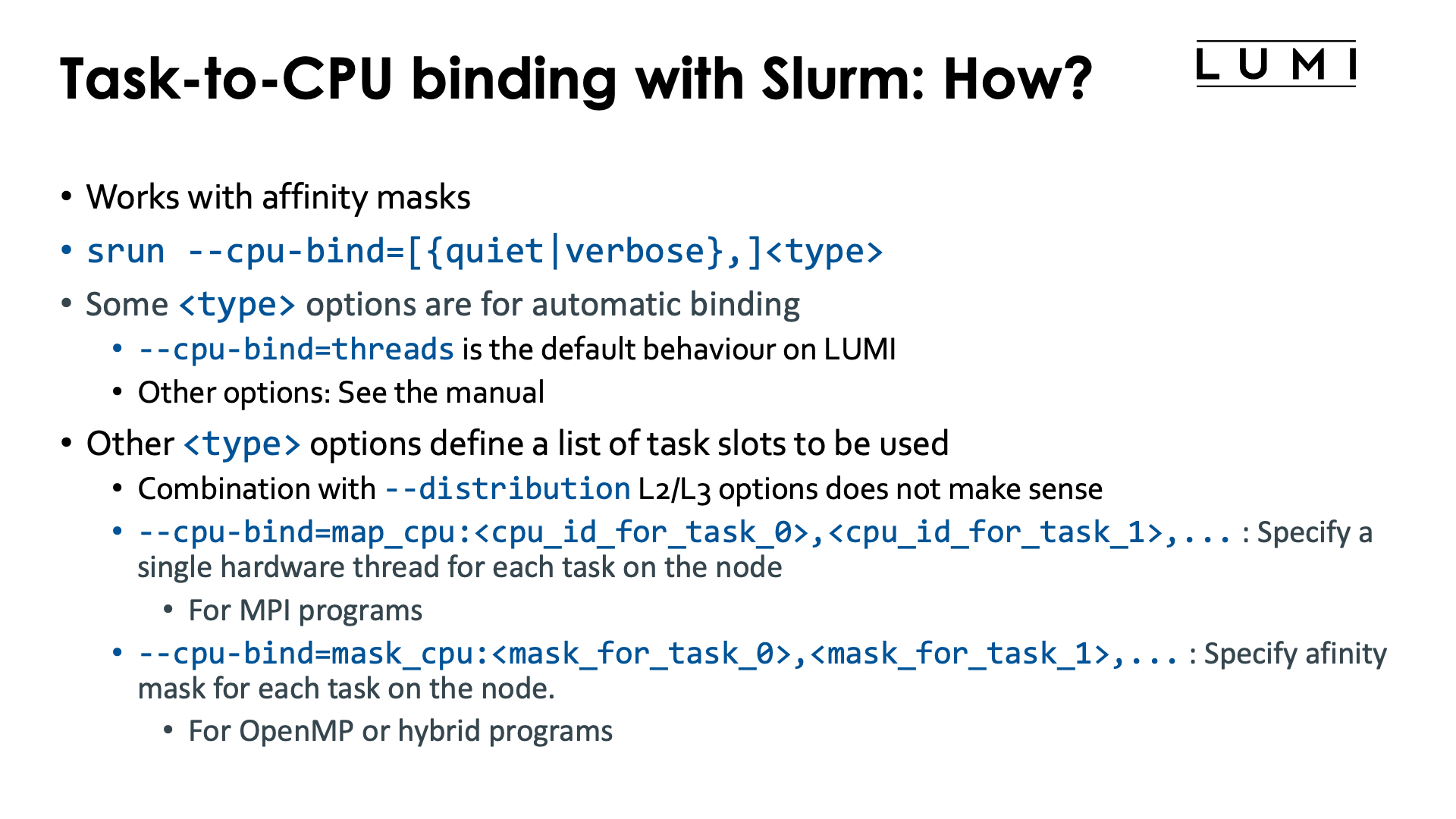 Slide Task-to-CPU binding with Slurm: How?