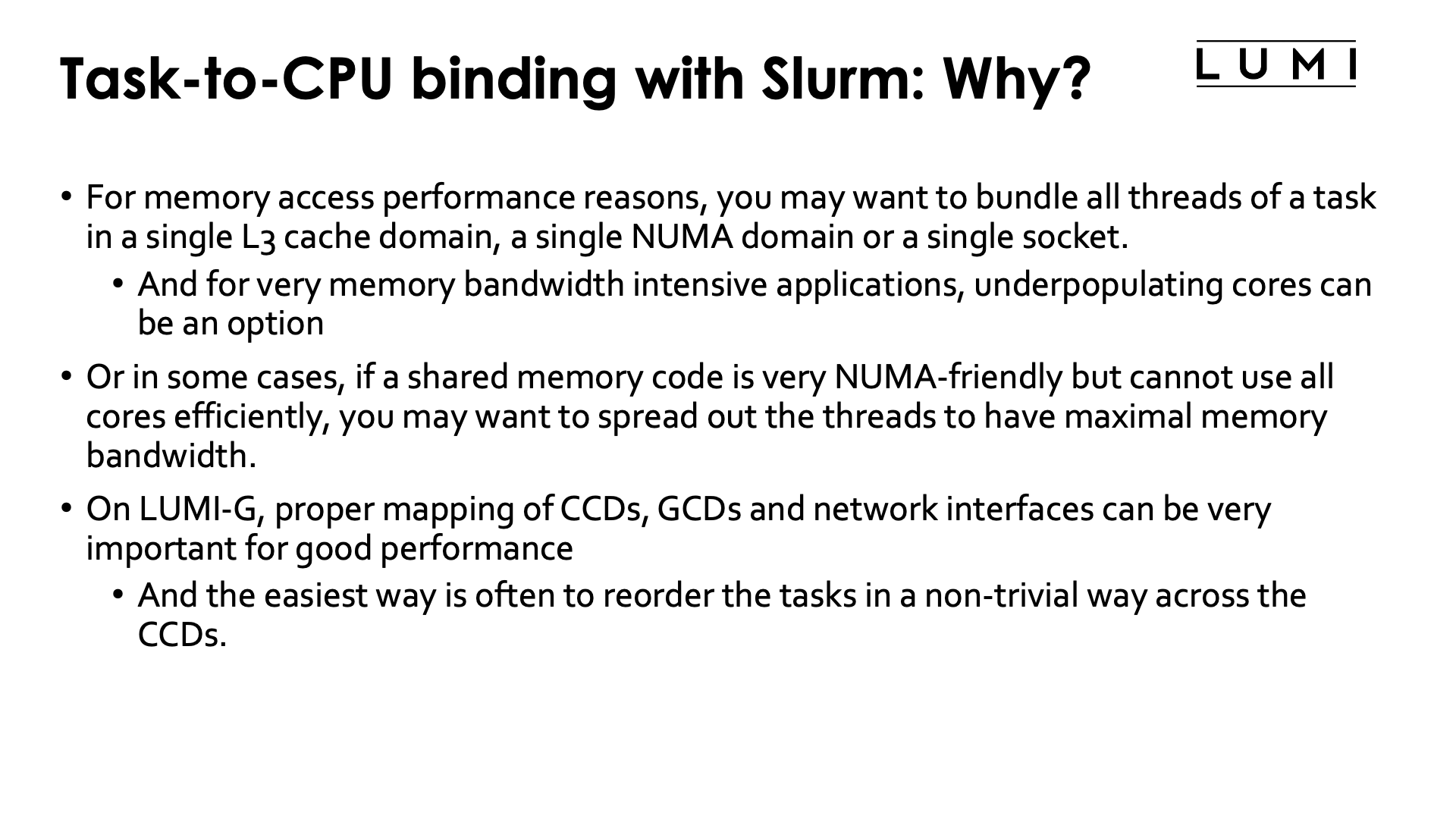 Slide Task-to-CPU binding with Slurm: Why?