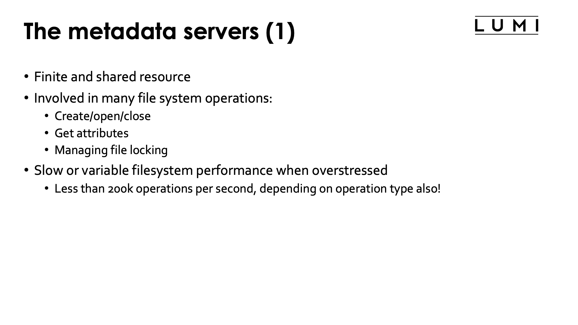 The metadata servers (1)