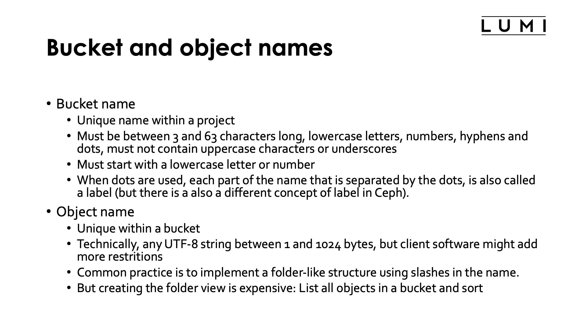 Slide Bucket and object names