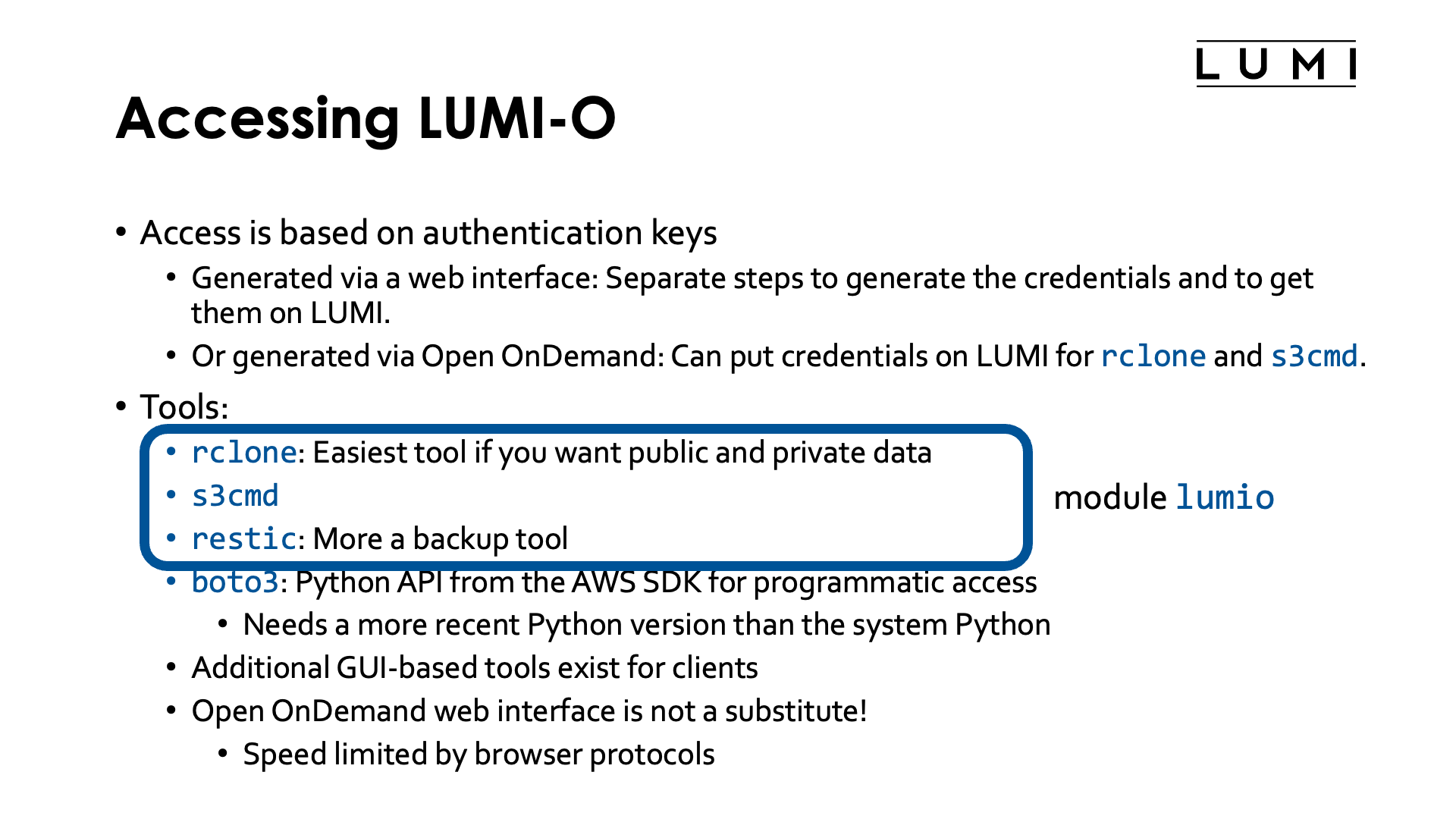 Slide Accessing LUMI-O