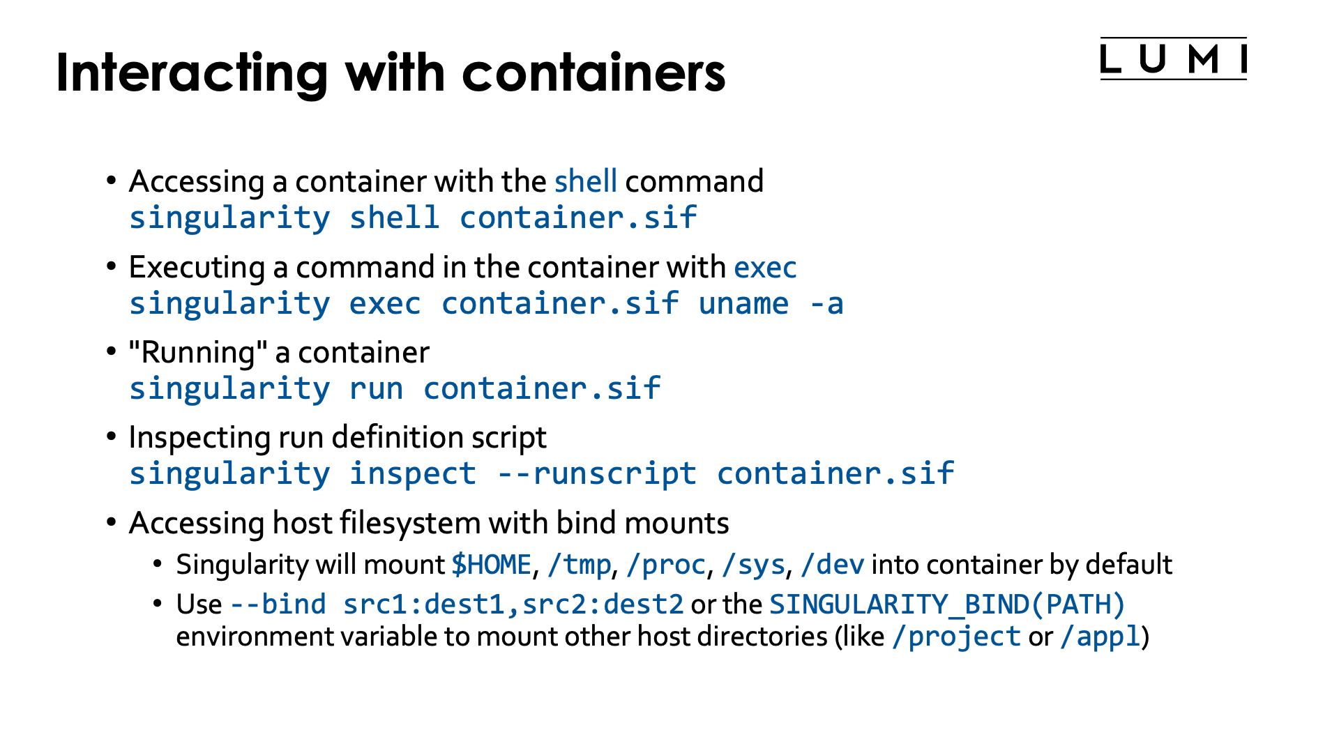 Interacting with containers