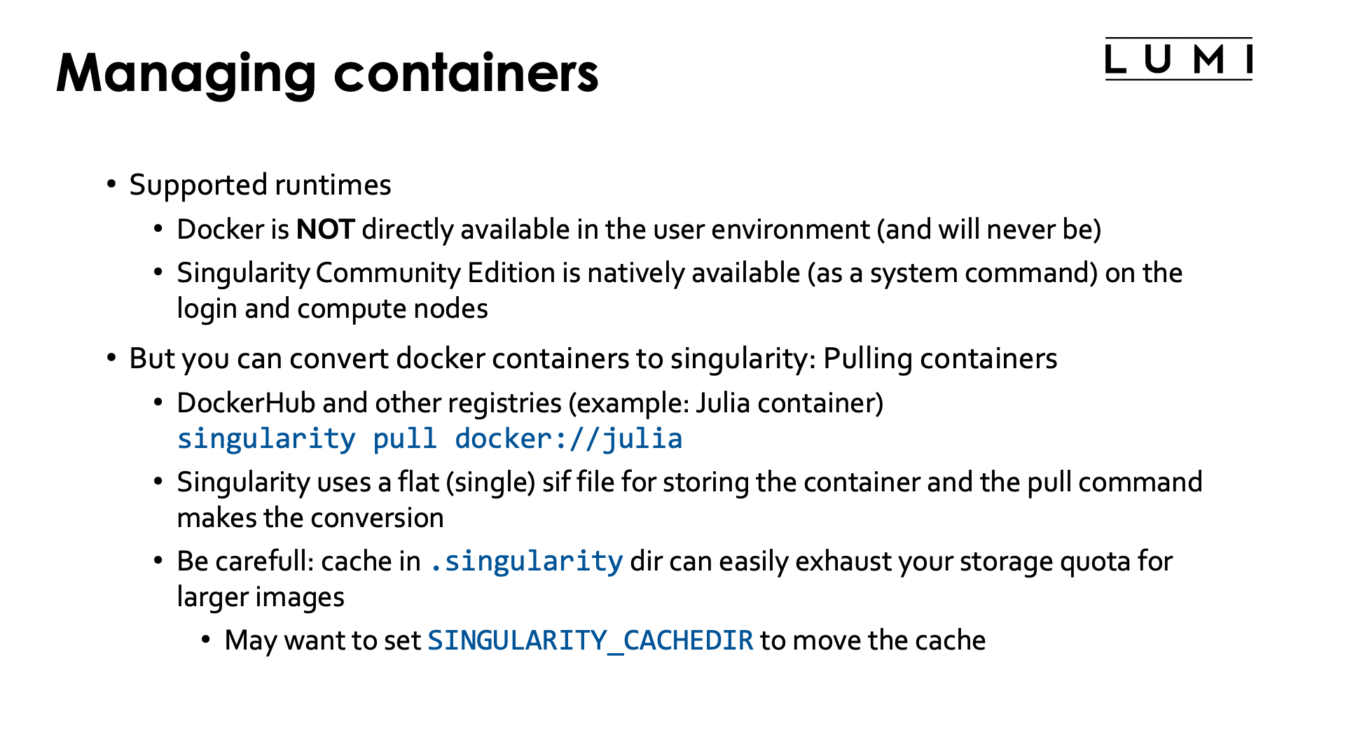 Managing containers